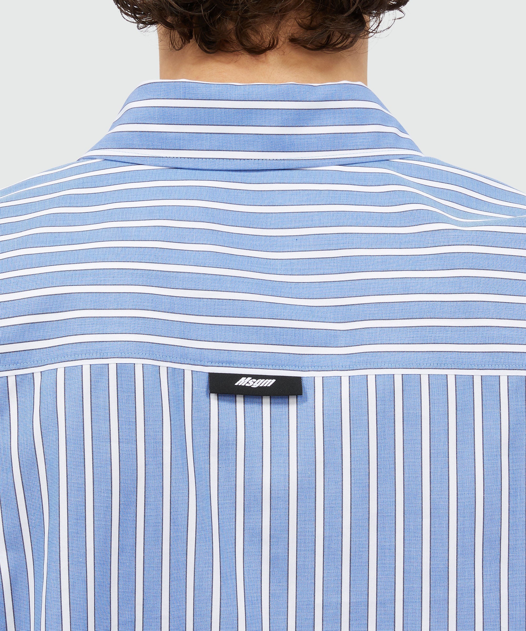 Striped light blue poplin shirt - 5