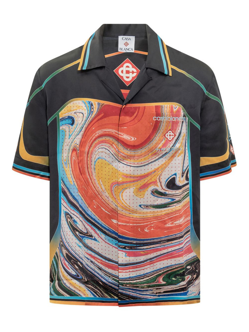 graphic-print silk shirt 1