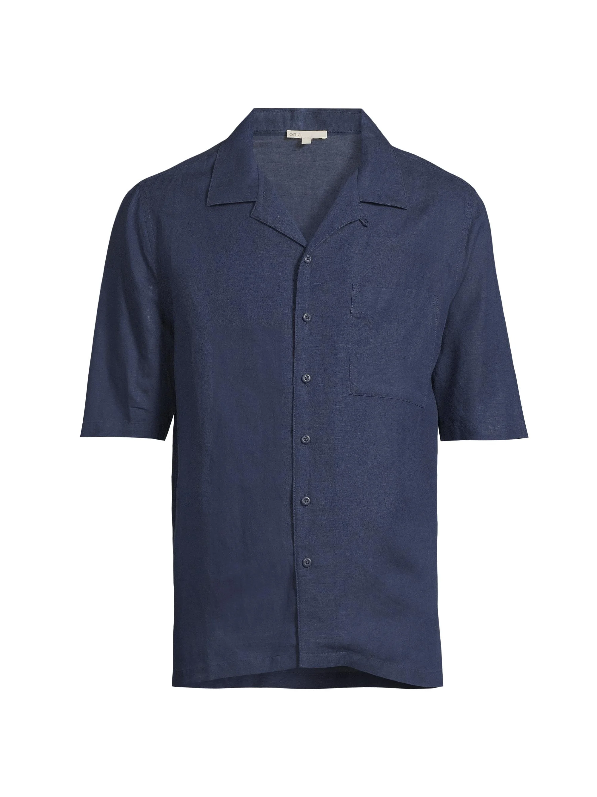 Men's Linen-Blend Camp Shirt - Deep Navy - 1