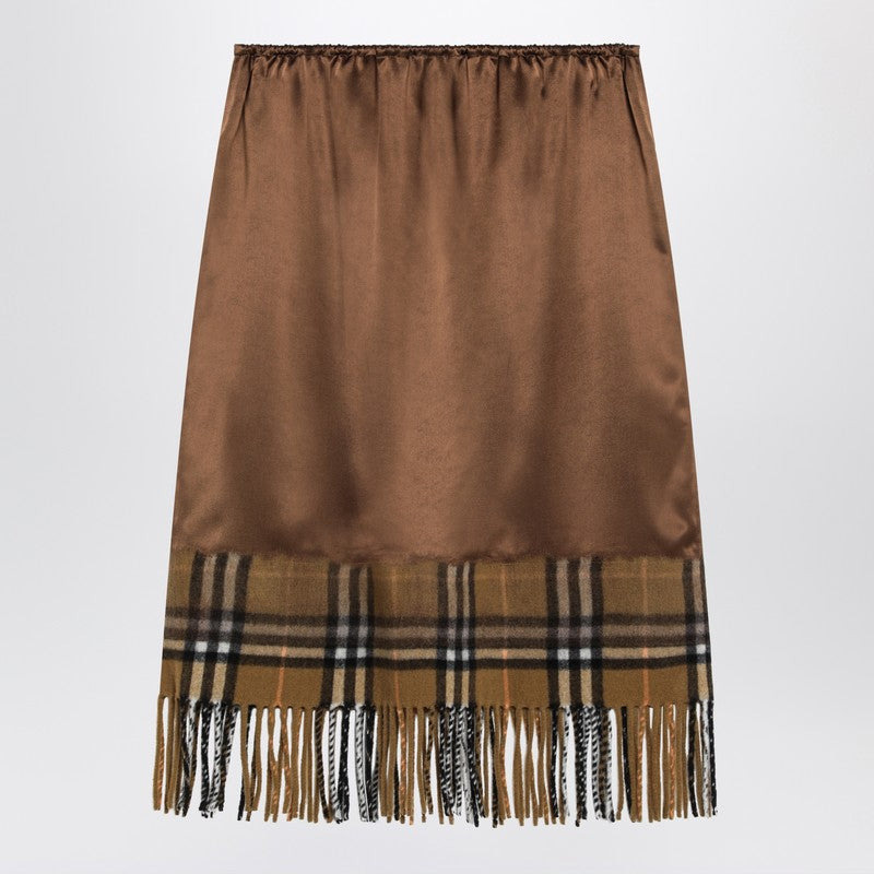 Burberry Satin Skirt With Check Panel Women - 1