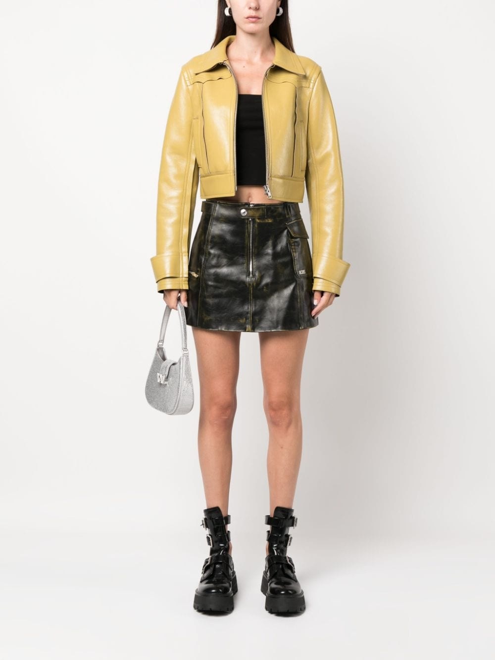 Biker leather cargo miniskirt - 2