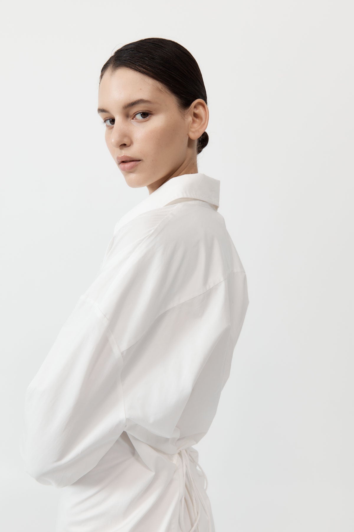 Cotton Oversized Shirt Dress - White - 5