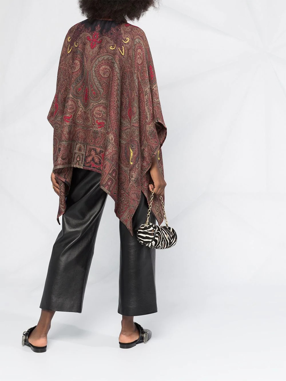 paisley print poncho jacket - 6