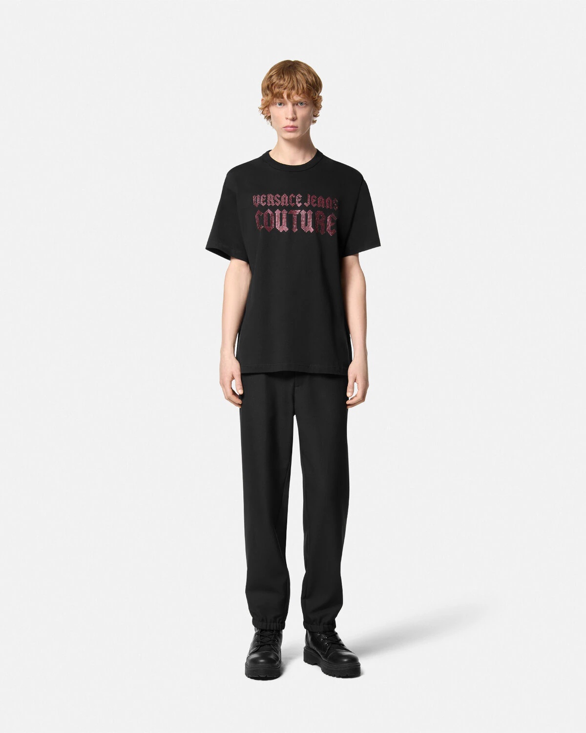 VERSACE JEANS COUTURE Crystal Gothic Logo Regular-Fit T