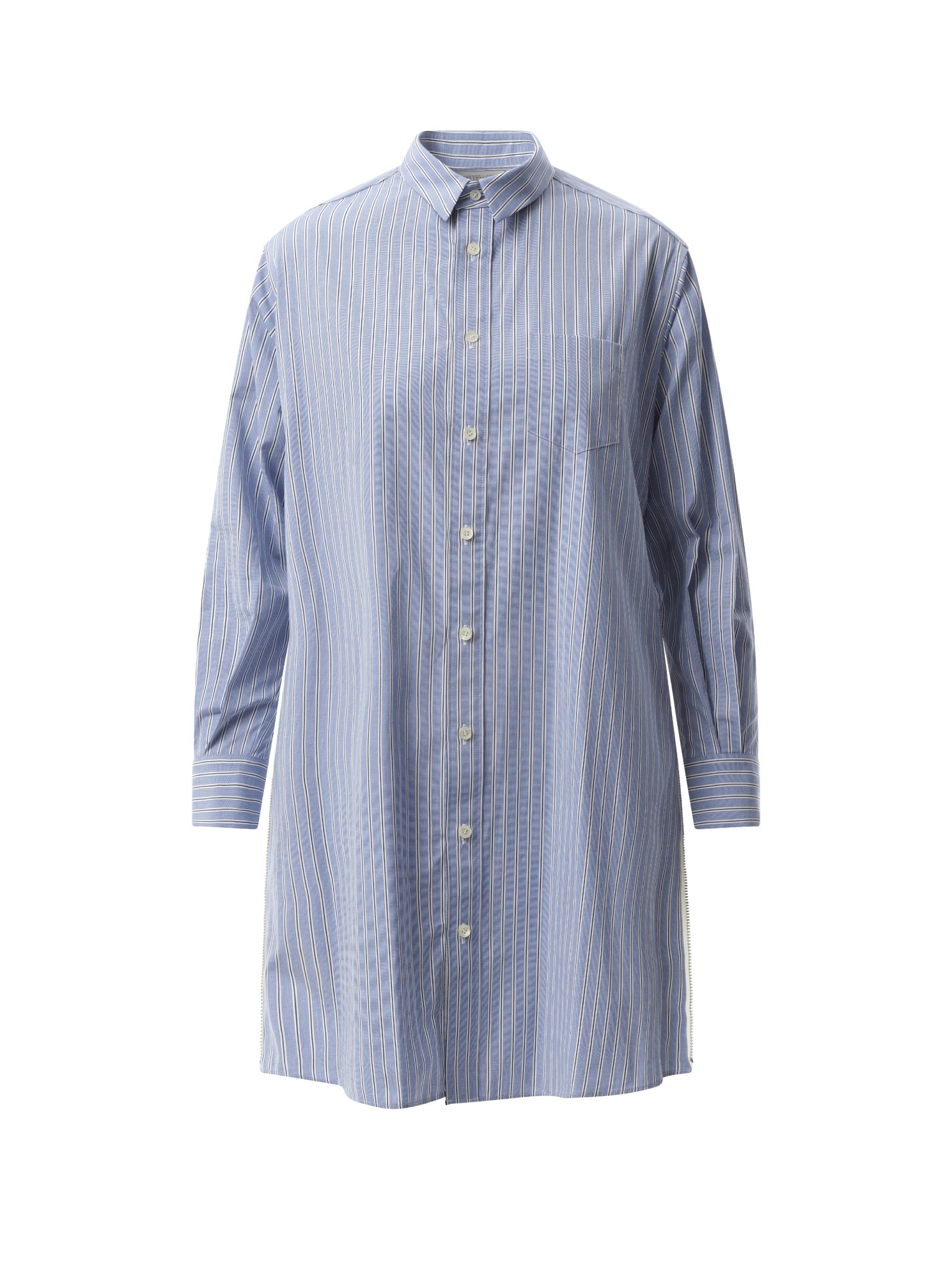Cotton Poplin Stripe Dress in Light Blue - 2