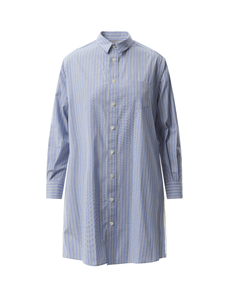 sacai Cotton Poplin Stripe Dress in Light Blue outlook
