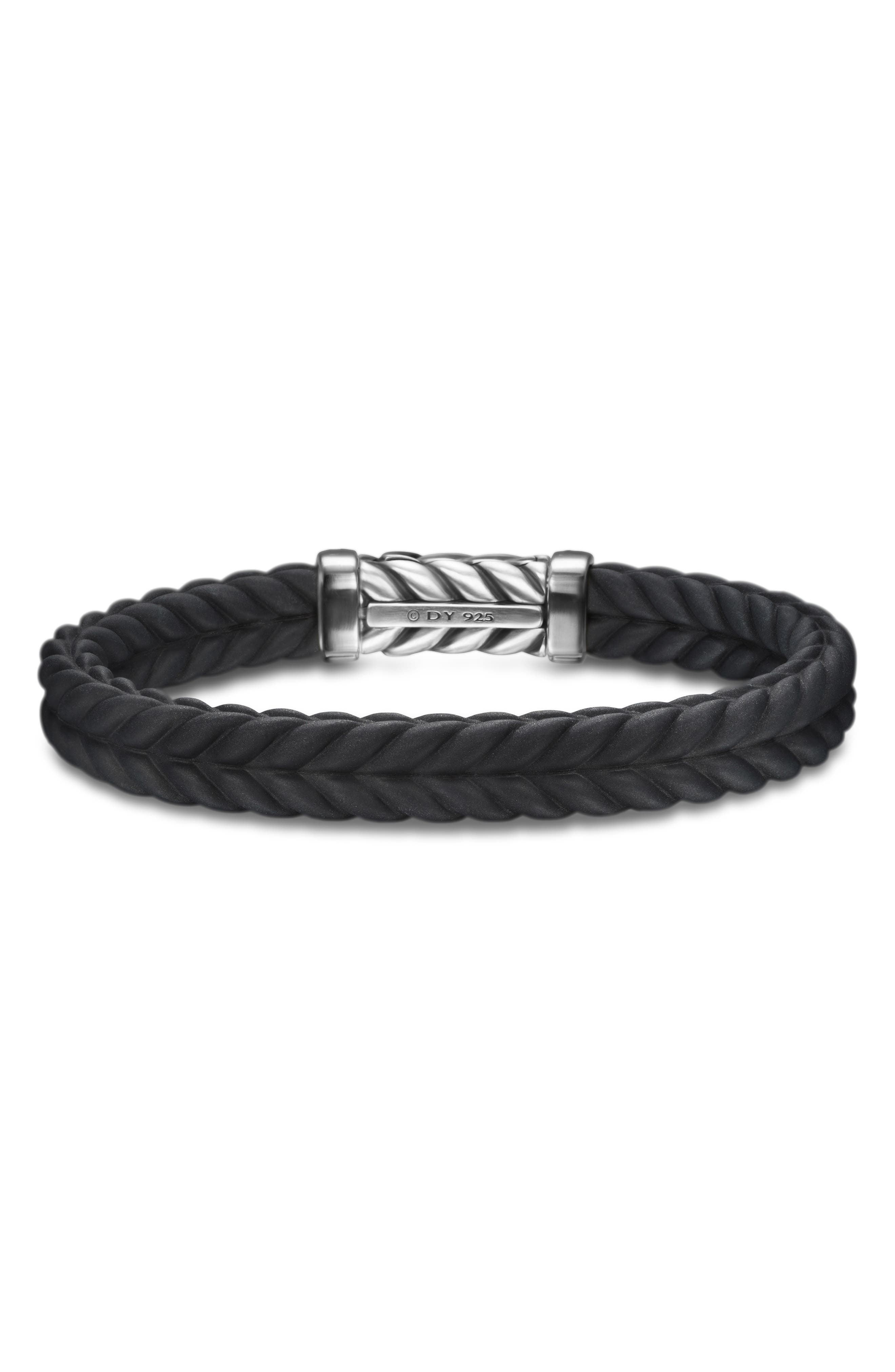 David Yurman Chevron Station Rubber Bracelet in Black/diamond at Nordstrom - 3