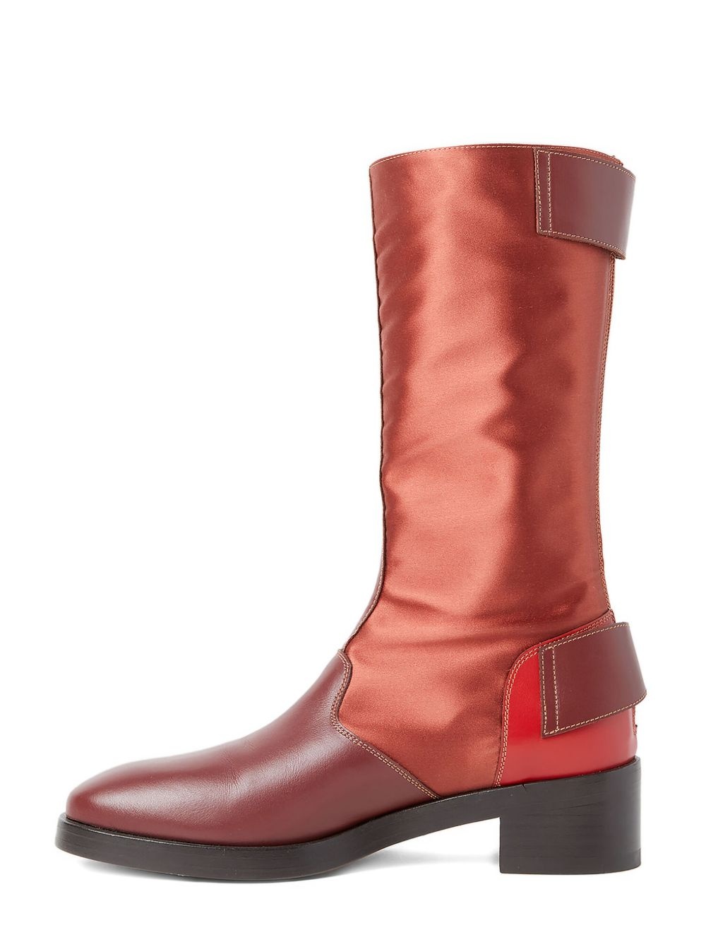 satin leather buckle boots - 3