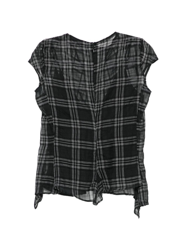 Marc Le Bihan check-pattern sheer blouse outlook