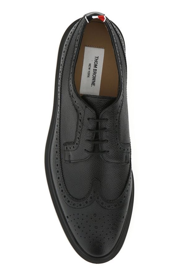 Black leather lace-up shoes - 4