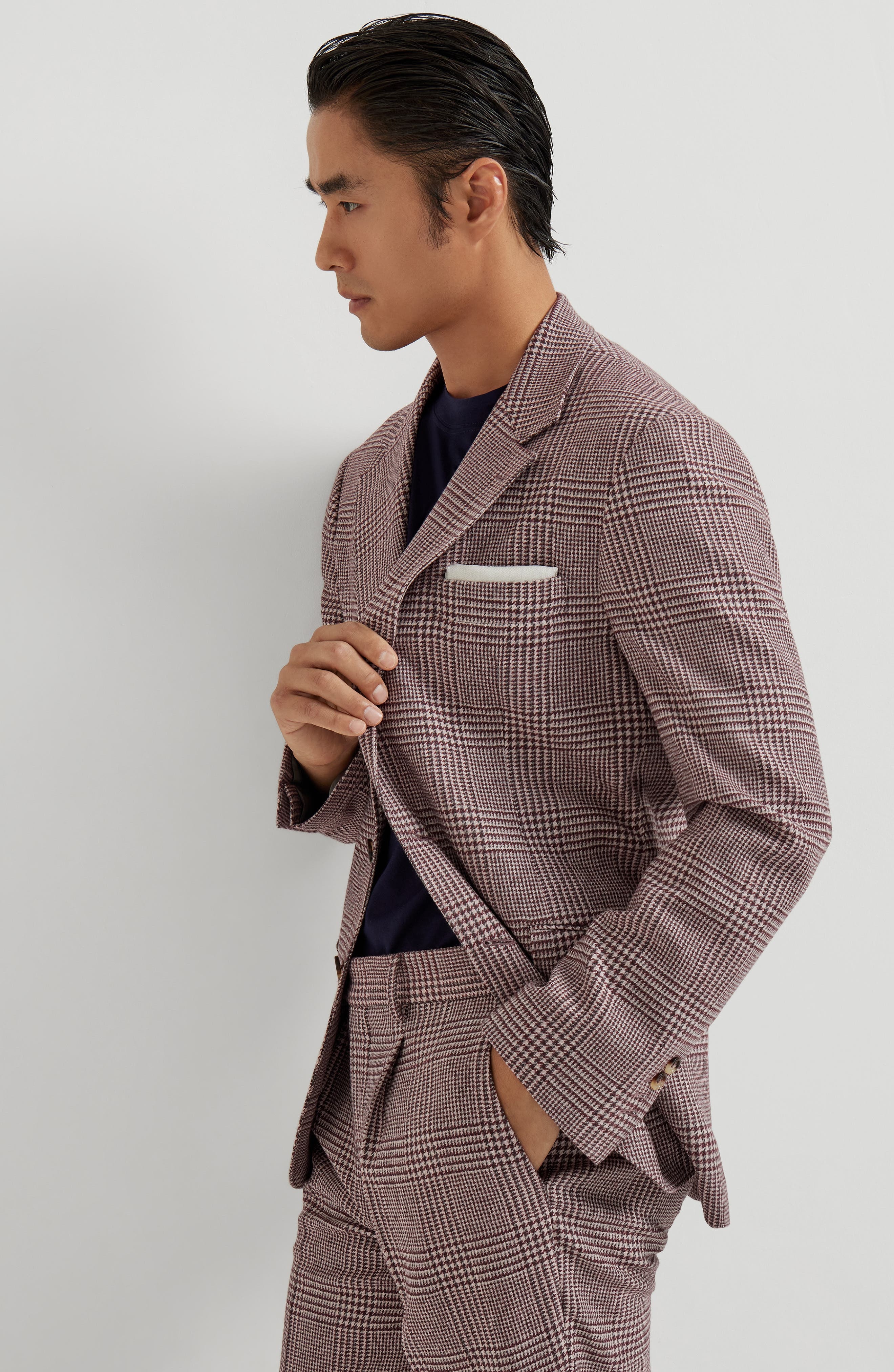 Brunello Cucinelli Deconstructed Cavallo blazer in Purple-Red at Nordstrom - 5