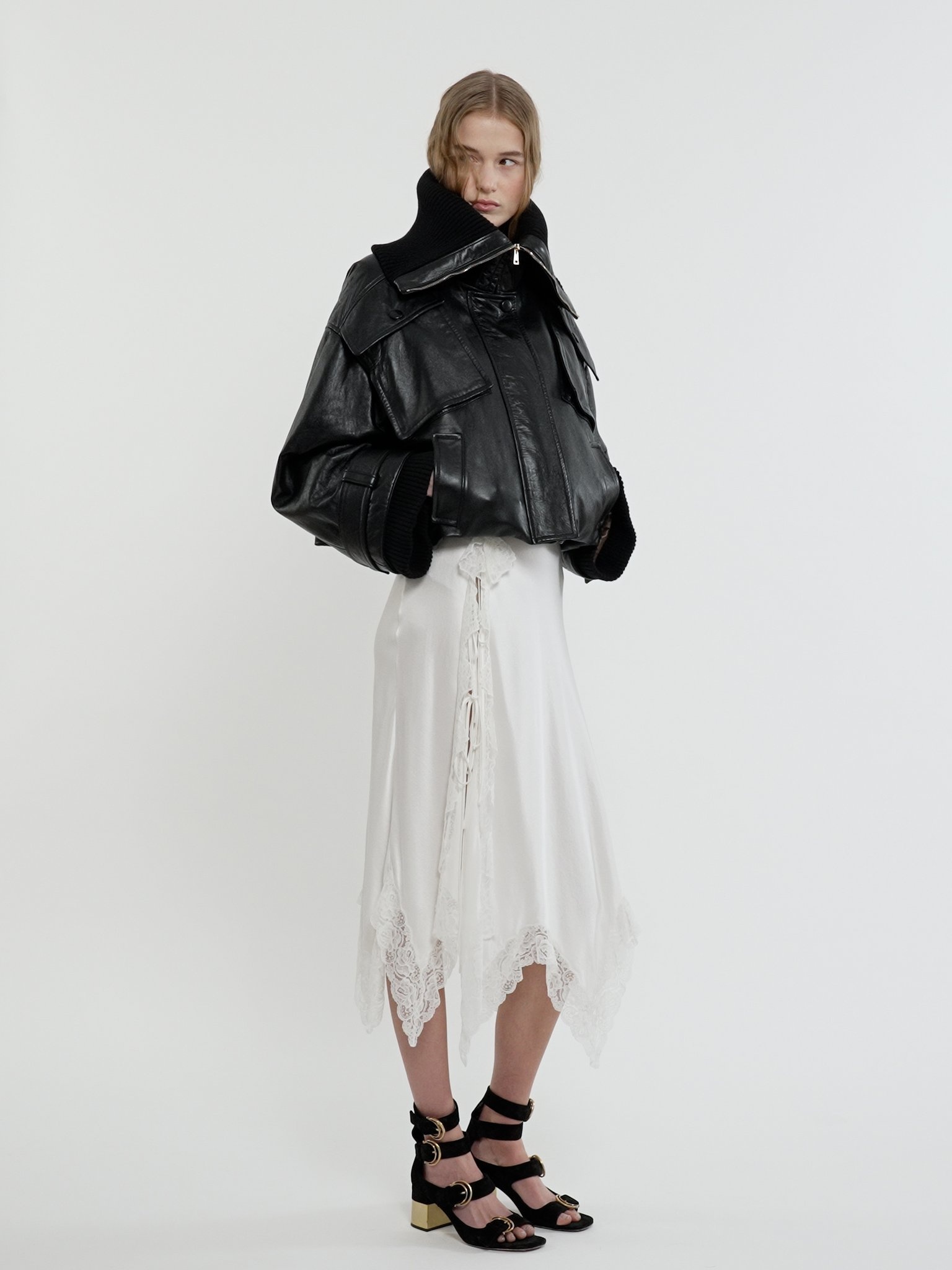 LACE-TRIMMED LINGERIE SKIRT IN SILK SATIN - 5