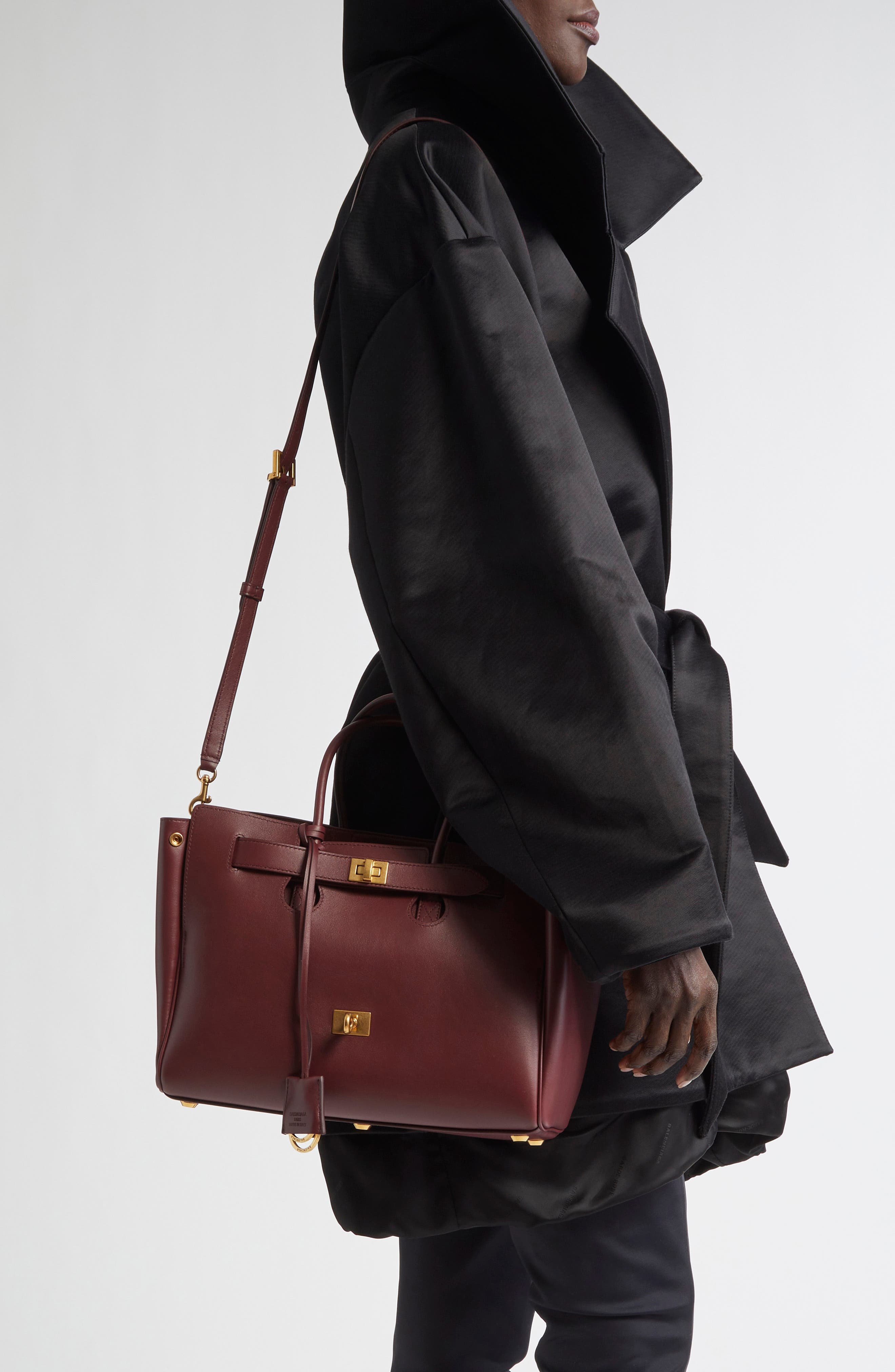 Balenciaga Small Bel Air Leather Tote in 6034 Dark Burgundy at Nordstrom - 2
