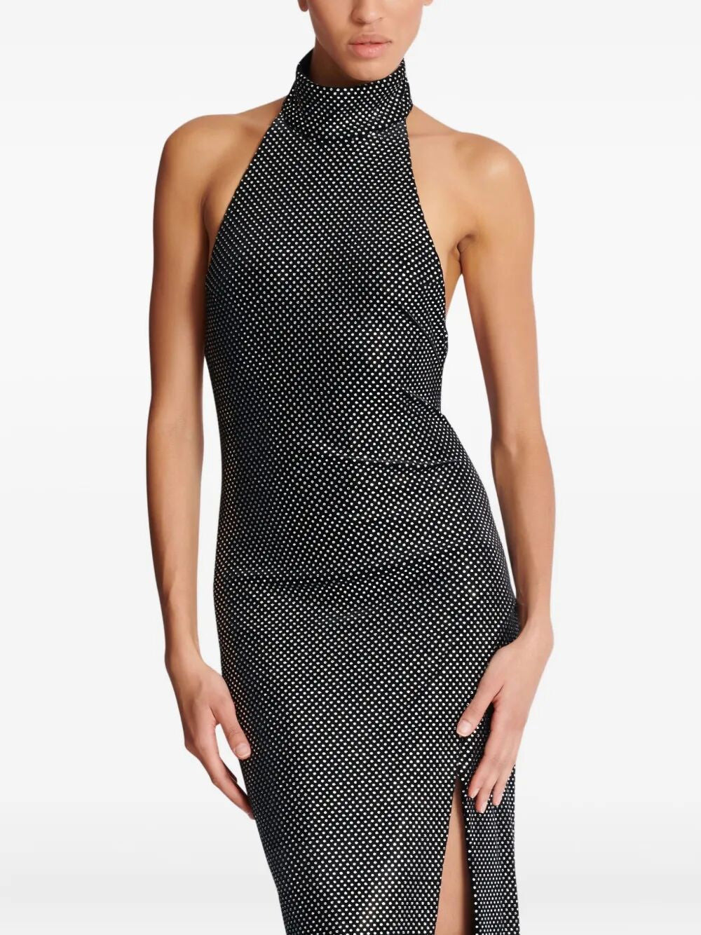 Balmain Women Halterneck Velvet Strass Long Dress - 7