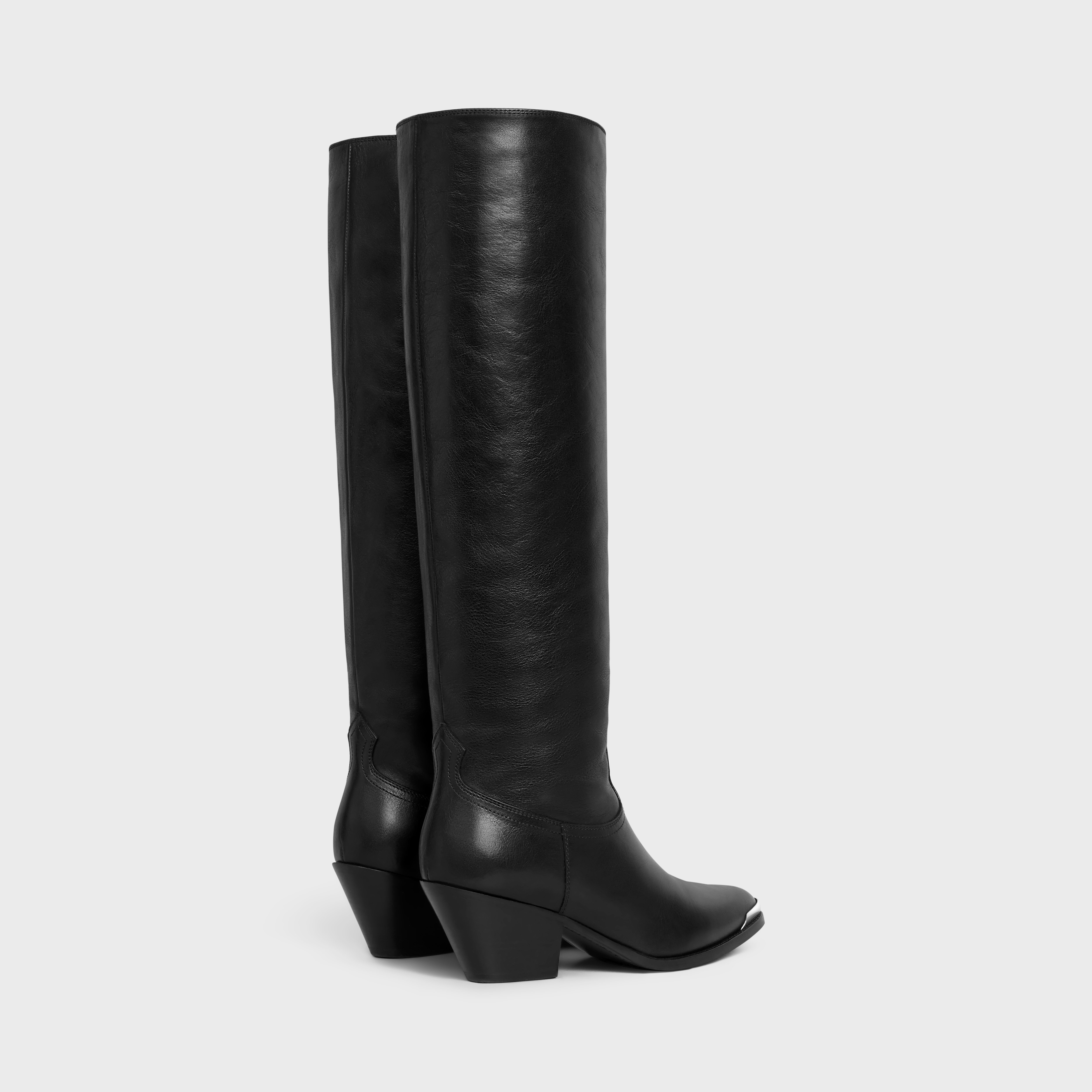 CELINE LOLA BOOTS HIGH WESTERN BOOTS WITH METAL TOE in CALFSKIN - 3