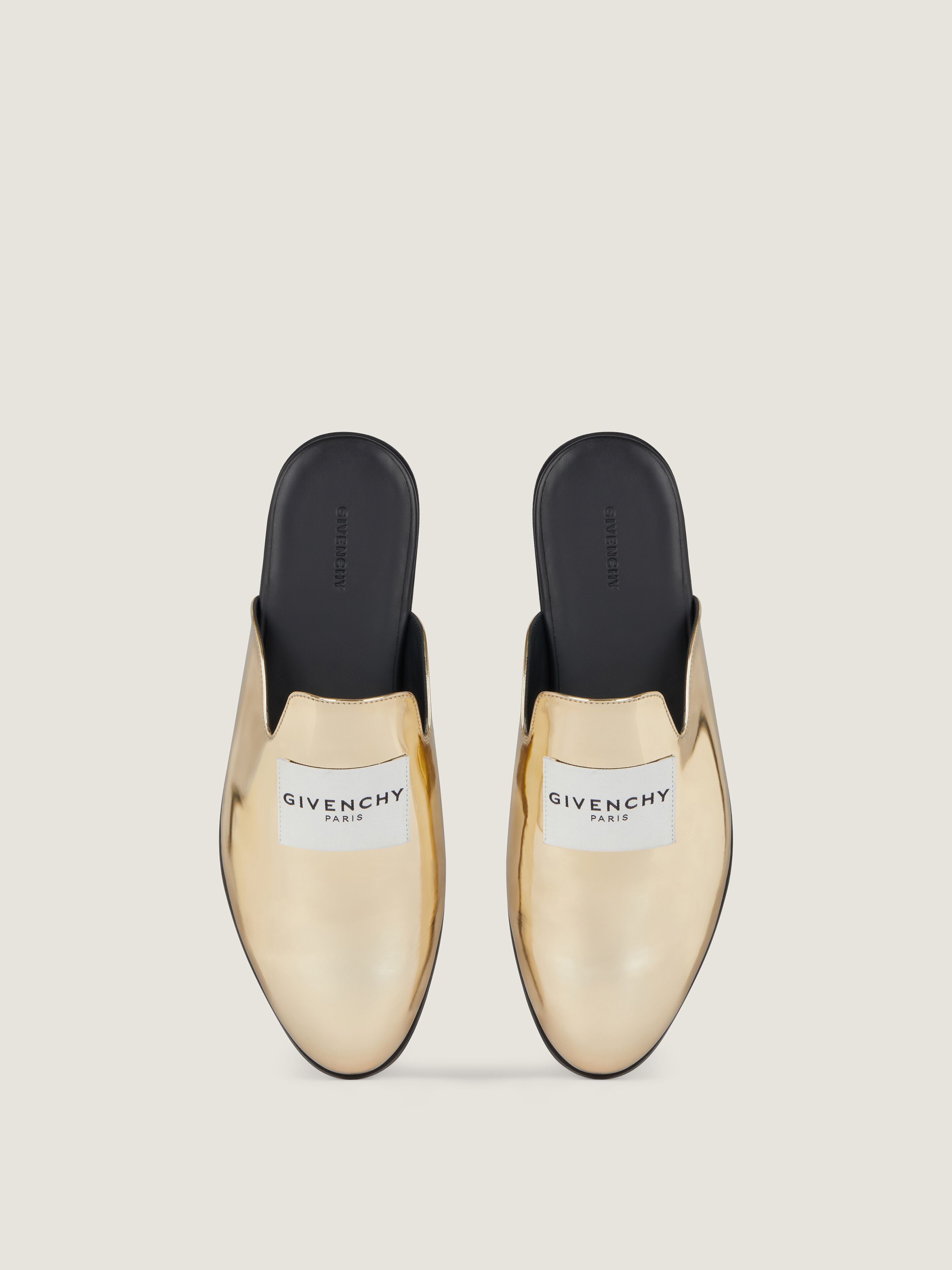 LABEL FLAT MULES IN MIRROR EFFECT LEATHER - 4
