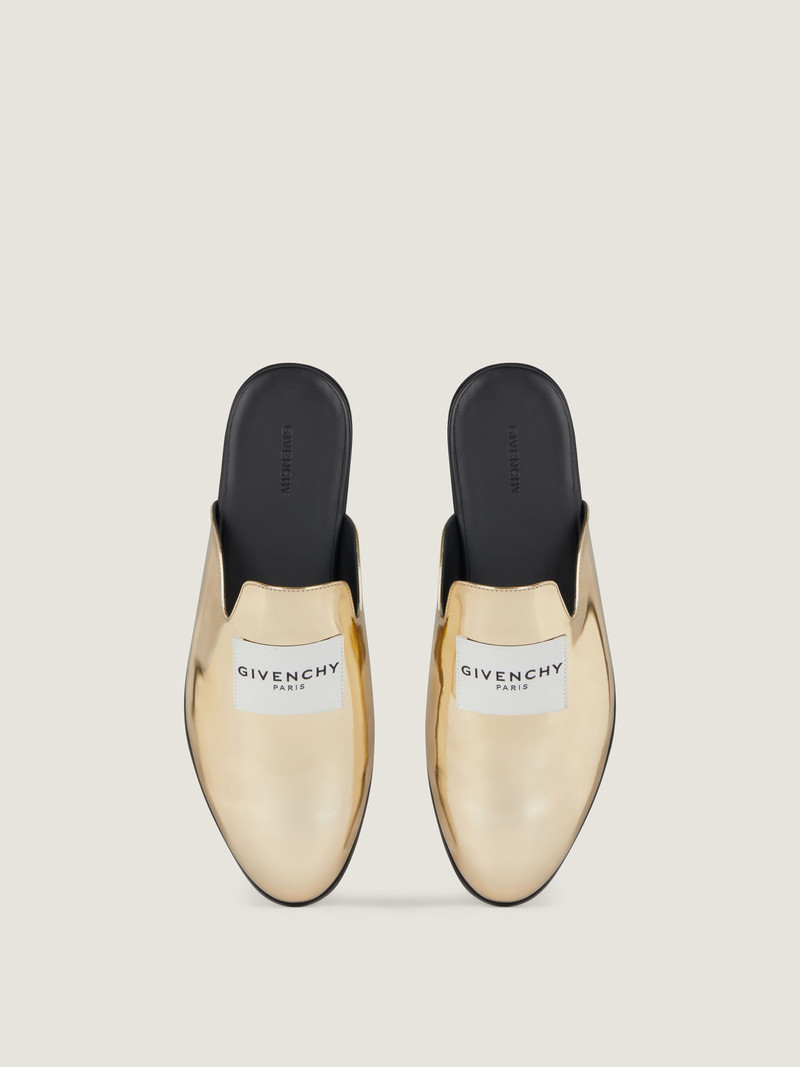 LABEL FLAT MULES IN MIRROR EFFECT LEATHER 4