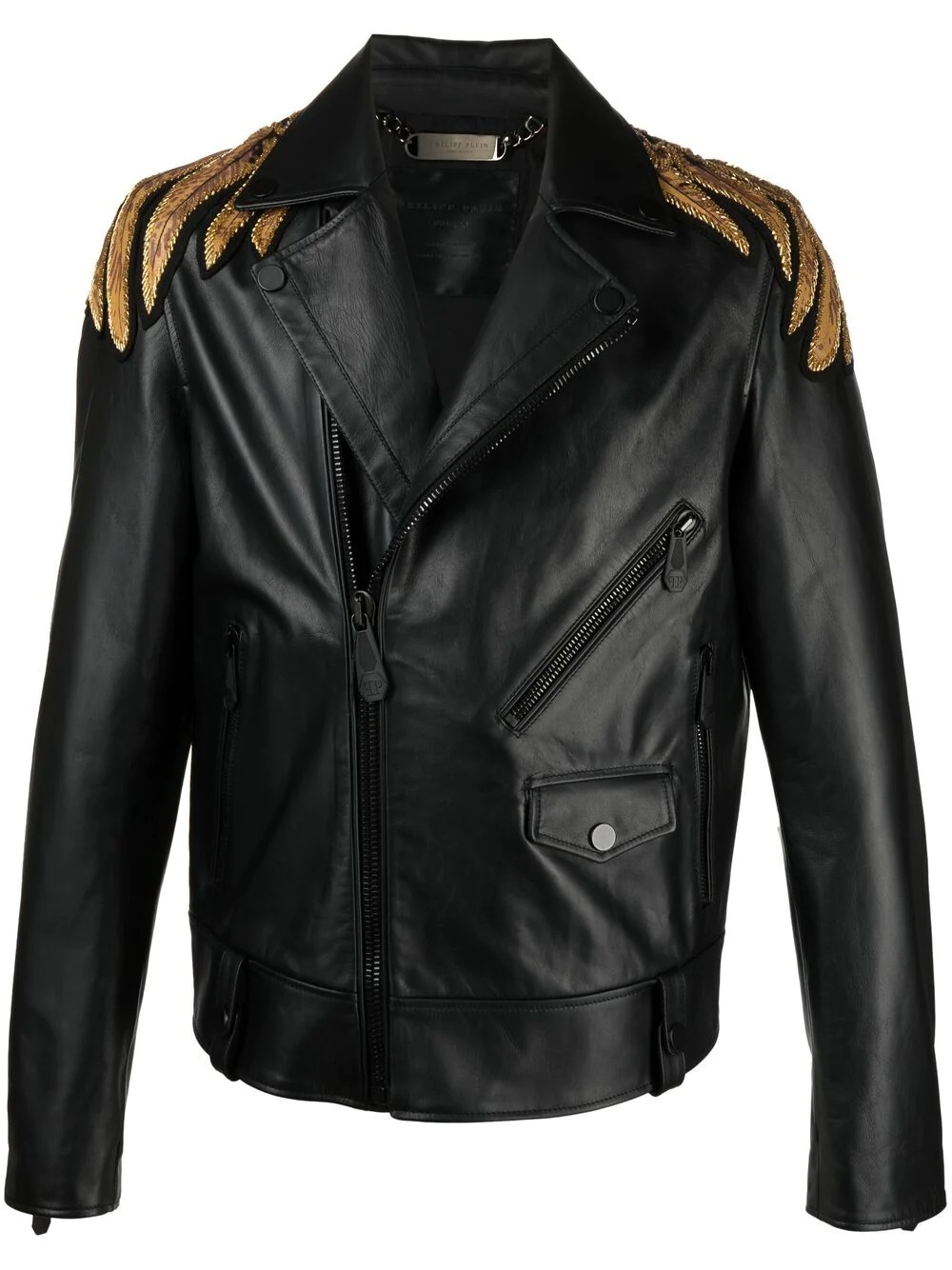 Golden Eagle embroidered leather jacket - 1