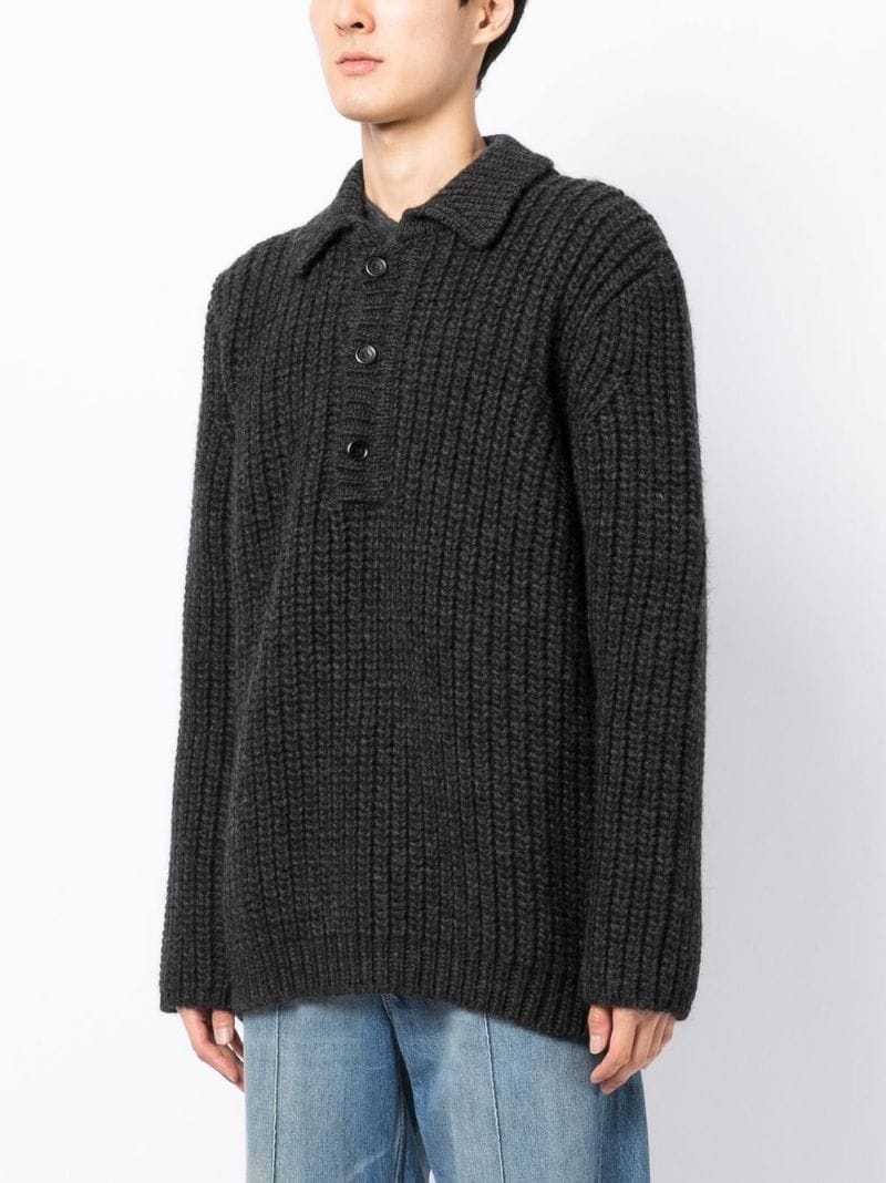 button-placket knit jumper - 3