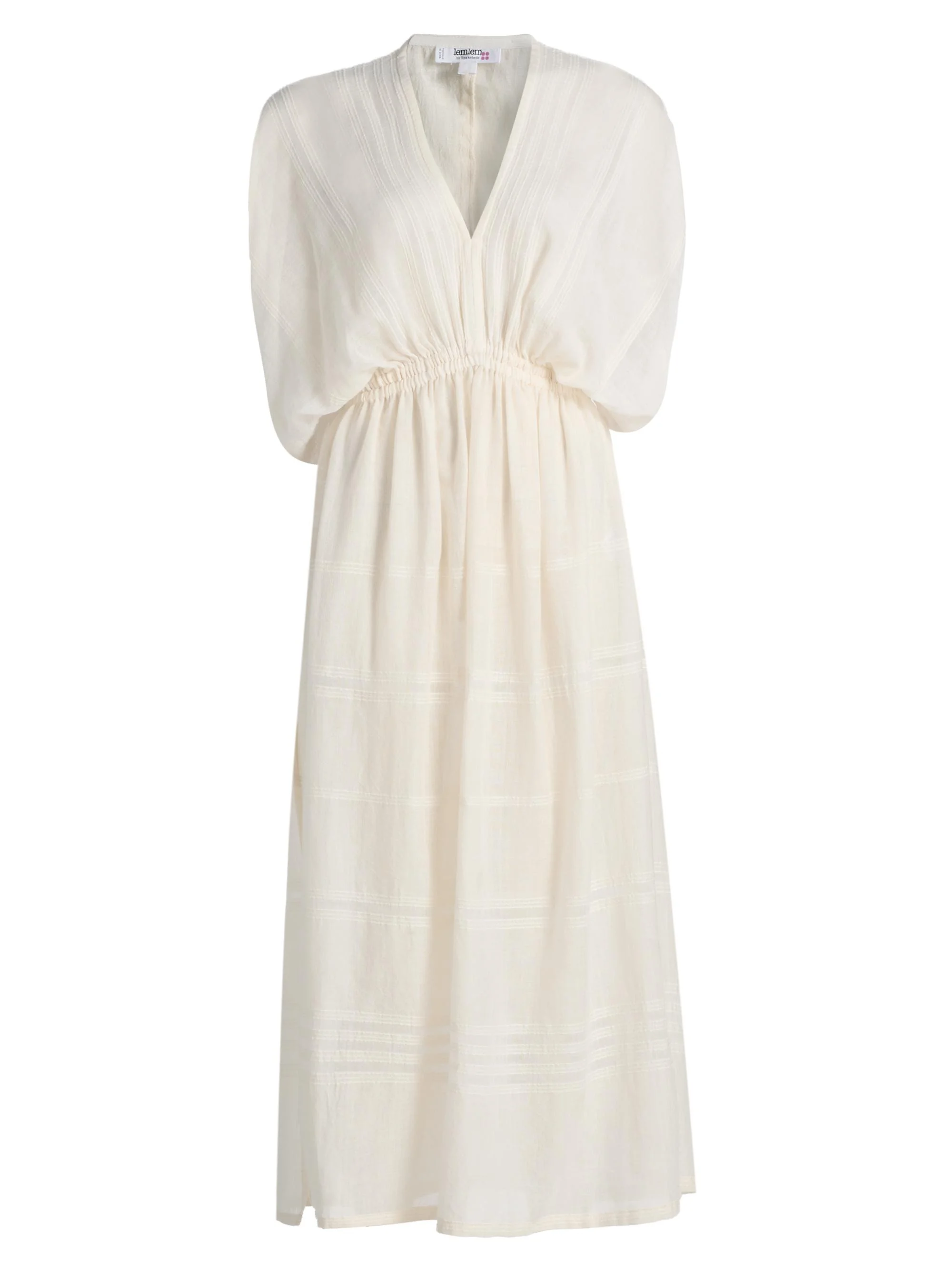 Women's Leila Striped Cotton Midi-Dress - Lacee Cream - 1