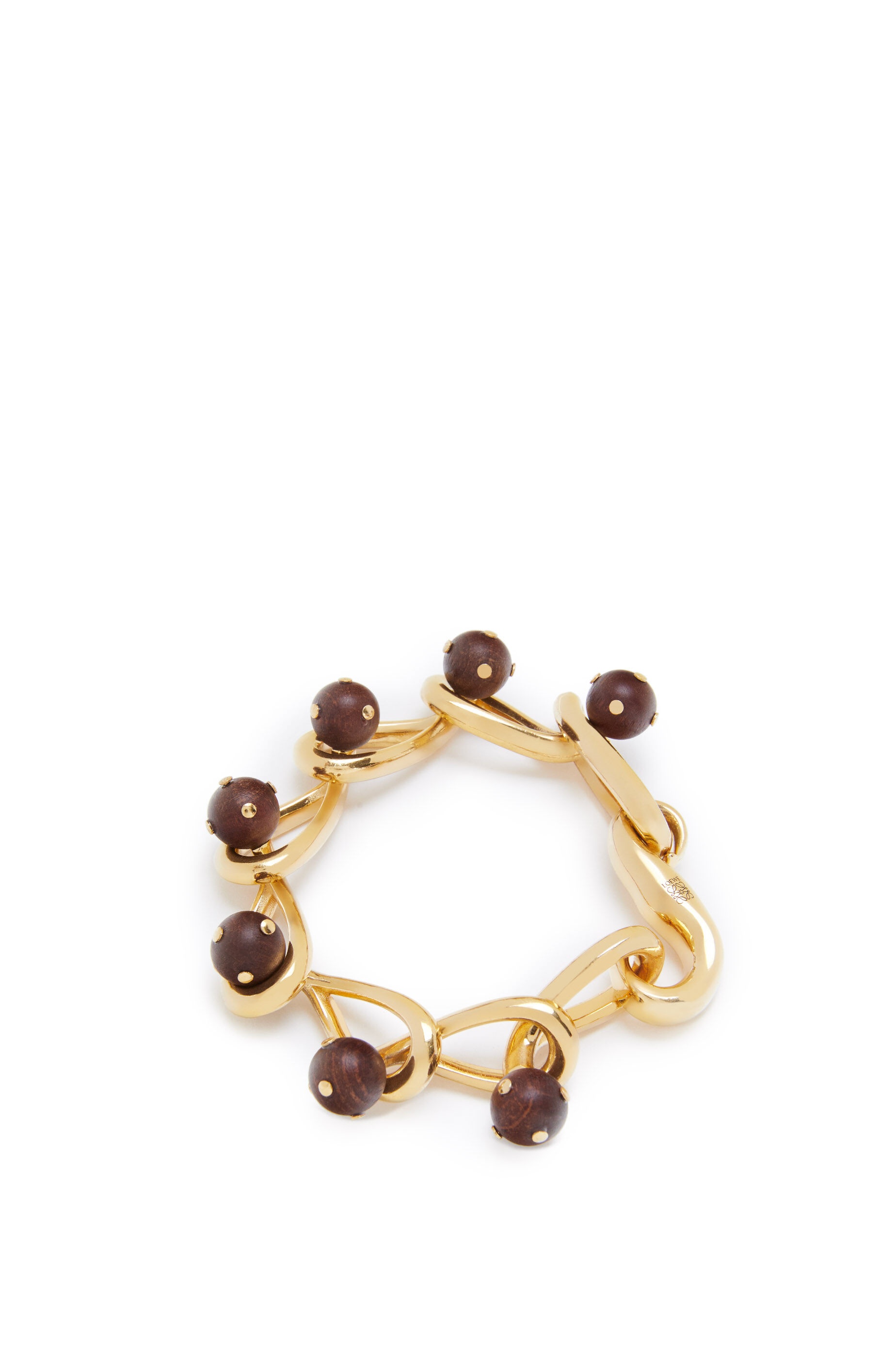 Drop chain bracelet in metal and wood - 1