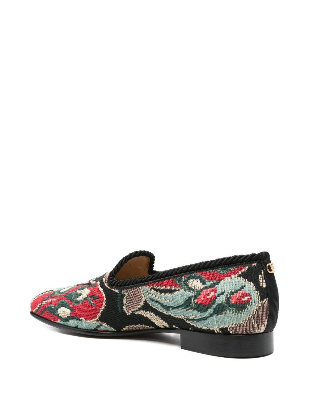 floral-patterned rope-trimmed loafers - 3