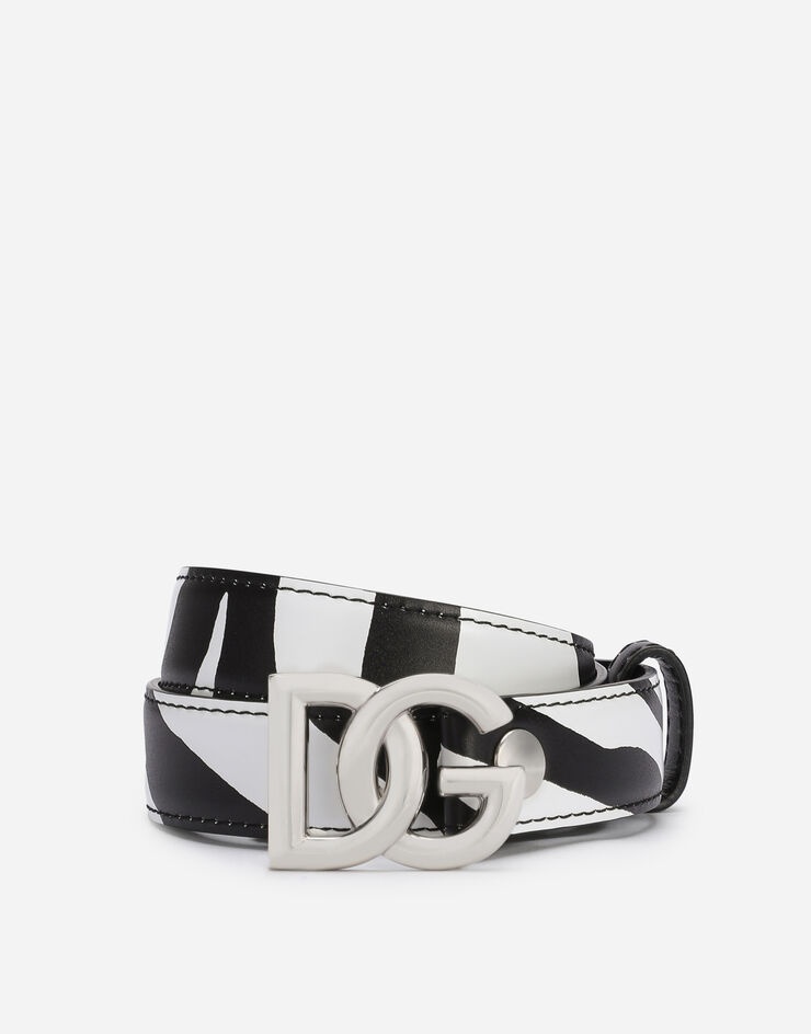 Printed calfskin belt with DG logo - 1