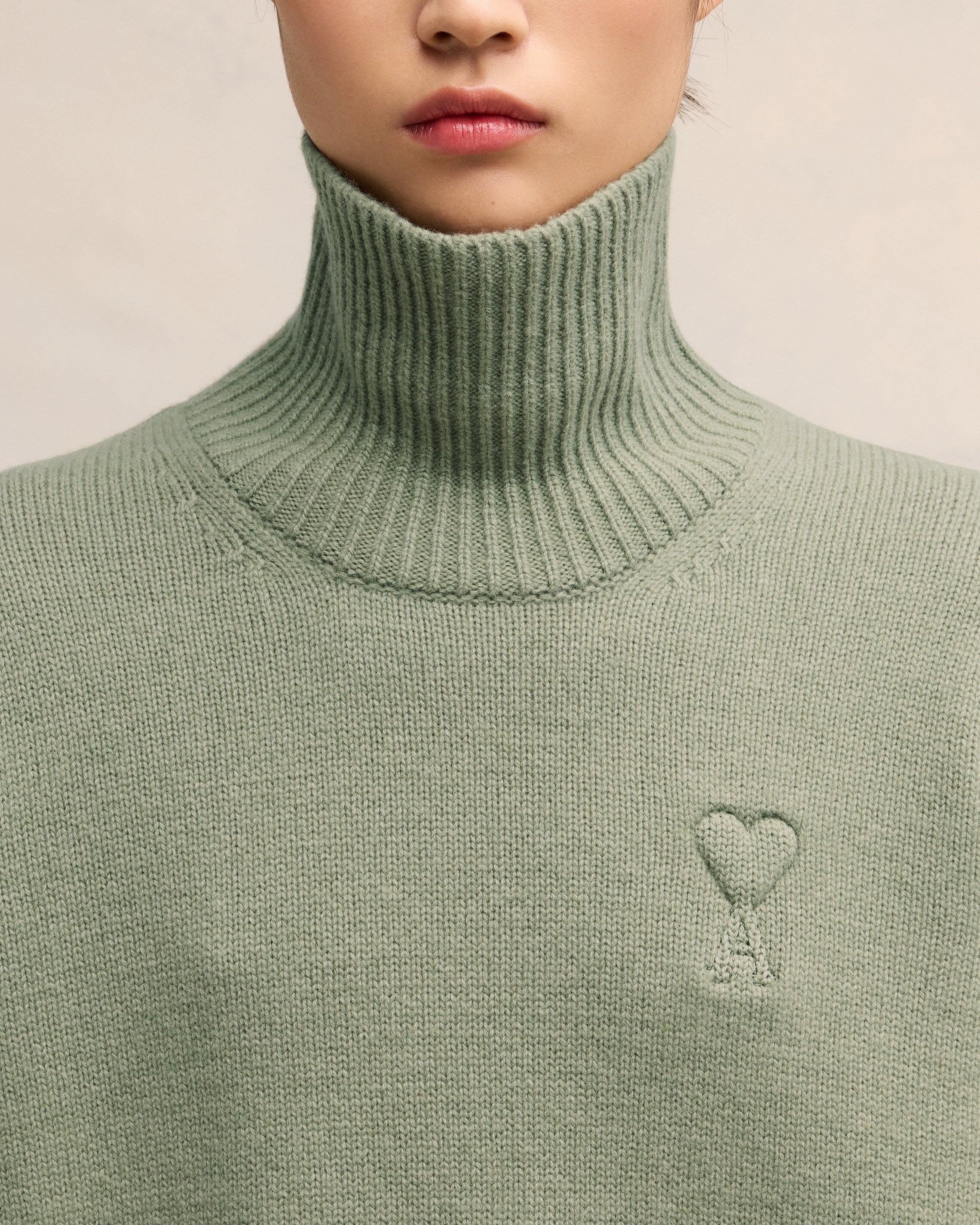 EMBOSSED AMI DE COEUR FUNNEL NECK SWEATER - 4