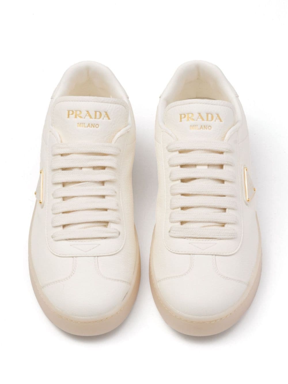 triangle-logo leather sneakers - 4