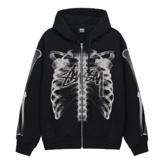 APE✖️stussy Stüssy: Oval Corp. Zip Hood (Black) | DSMNY E-SHOP