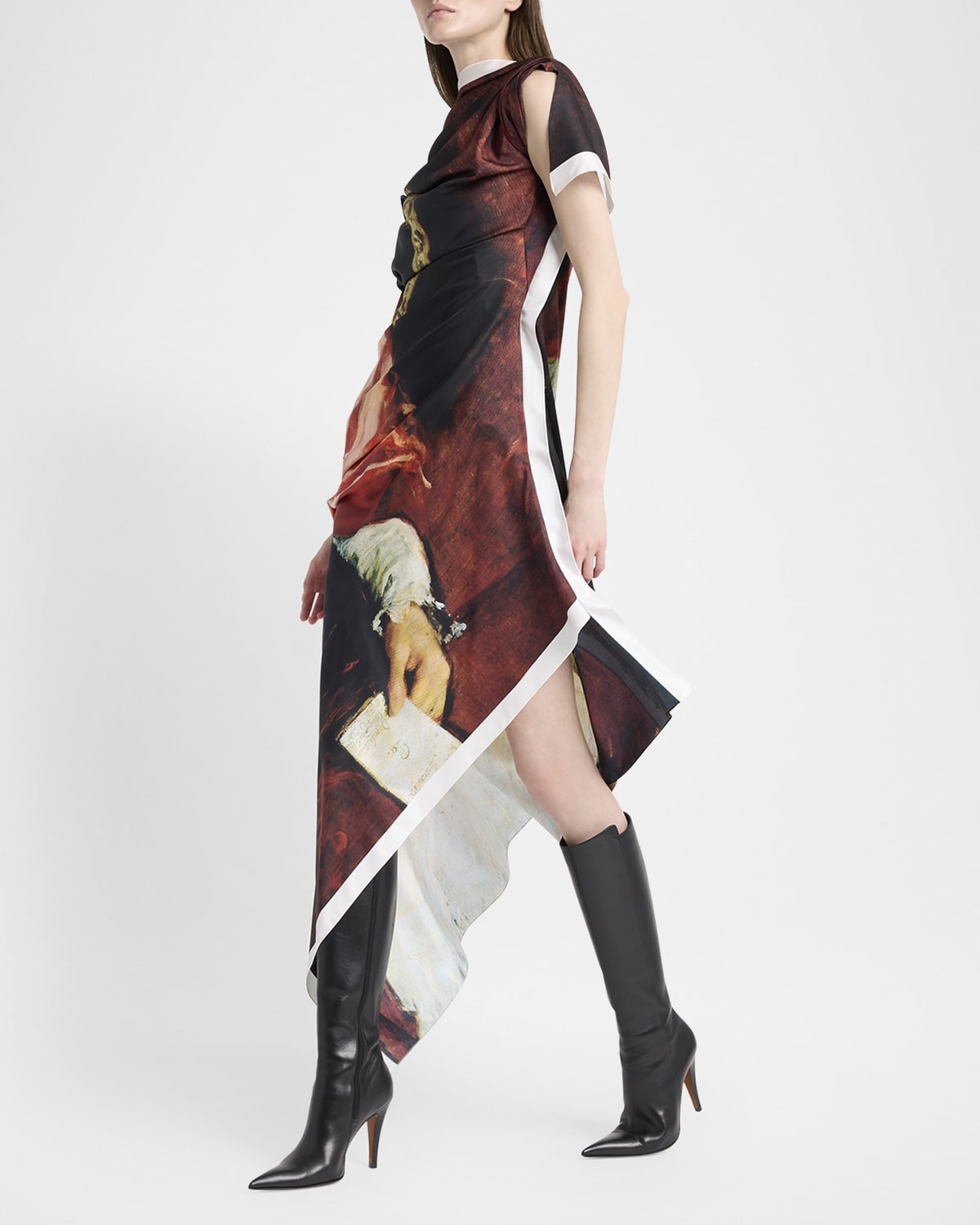 Alexander McQueen Asymmetric Draped Midi Day Dress
