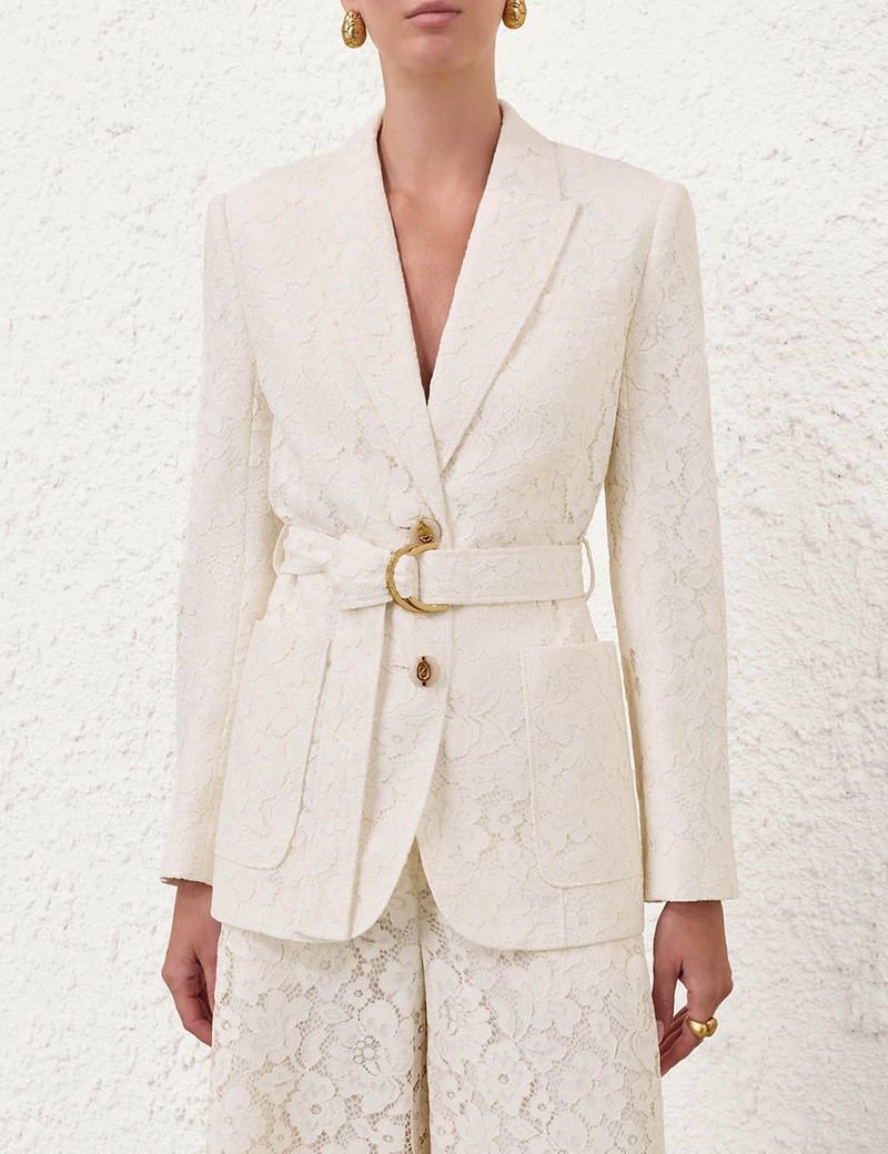 Zimmermann LUNA LACE BELTED BLAZER outlook