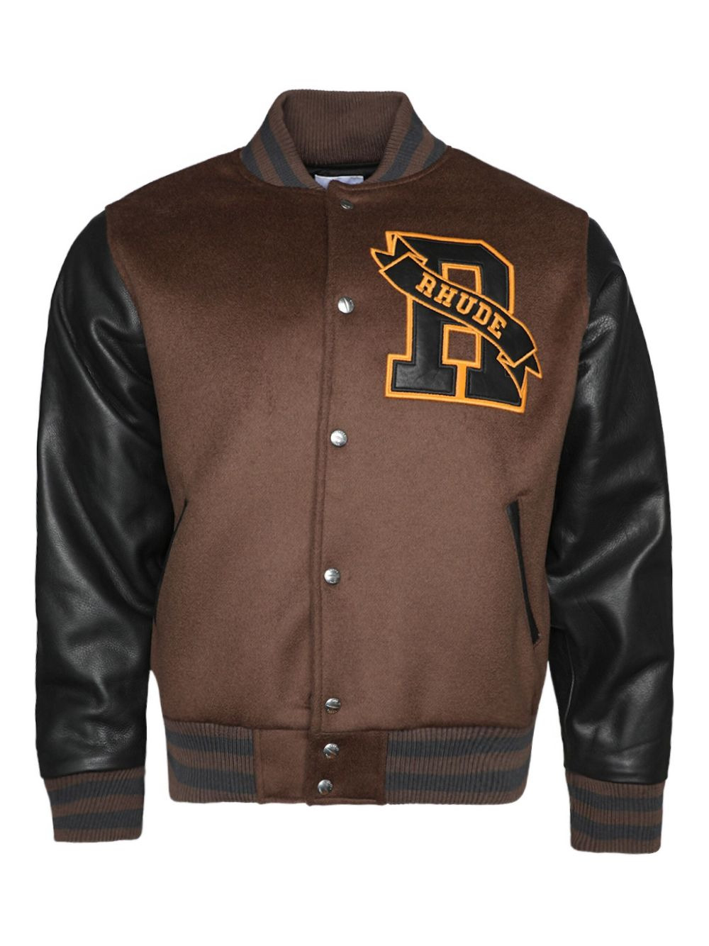 leather-sleeved bomber jacket - 1