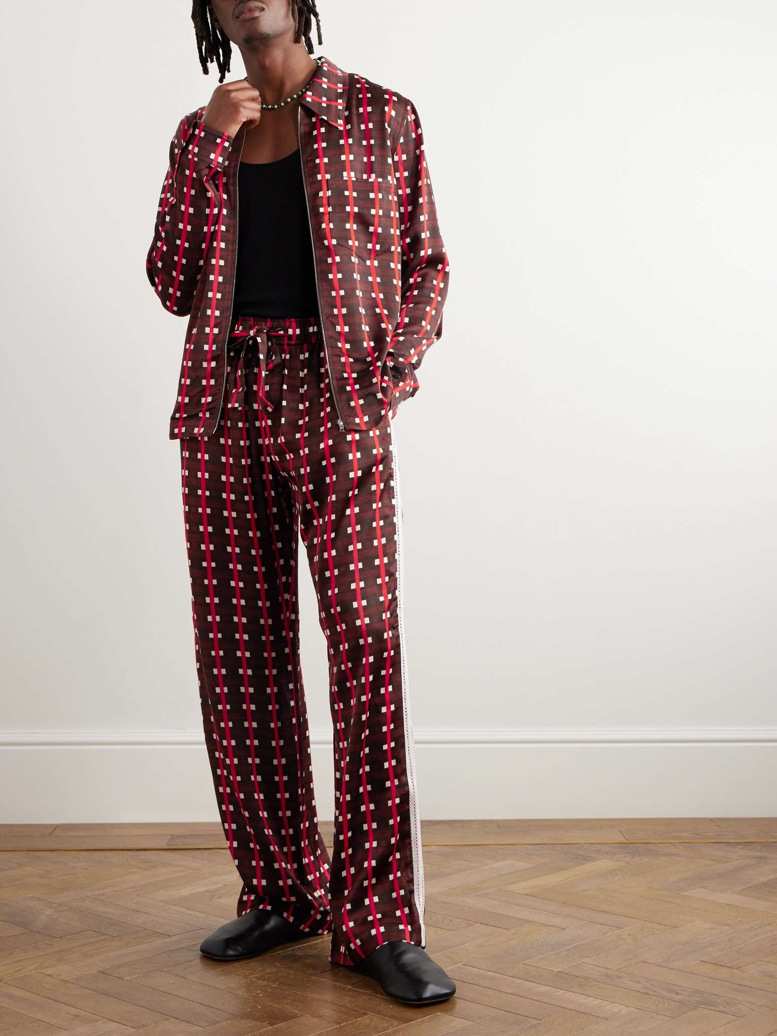 + Lubaina Himid Snare Straight-Leg Crochet-Trimmed Printed Jersey Trousers - 2