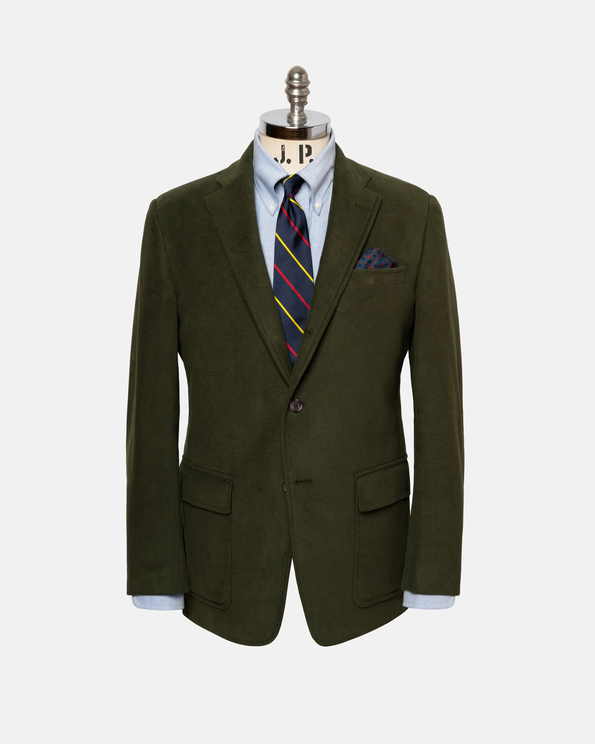 MADE-IN-USA COTTON DARK OLIVE MOLESKIN SPORT COAT - 1