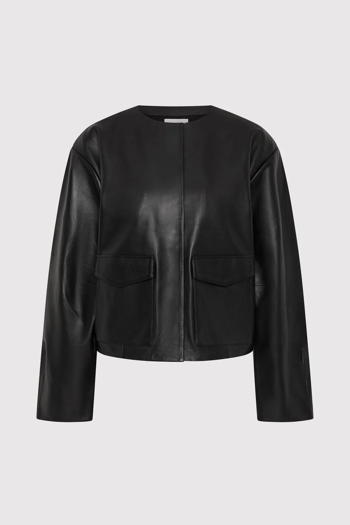 Utility Cocoon Leather Bomber - Black - 1
