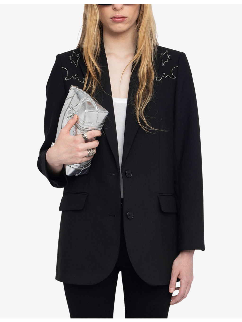 Viva Rhinestone-Embellished Stretch-Woven Blazer - 5