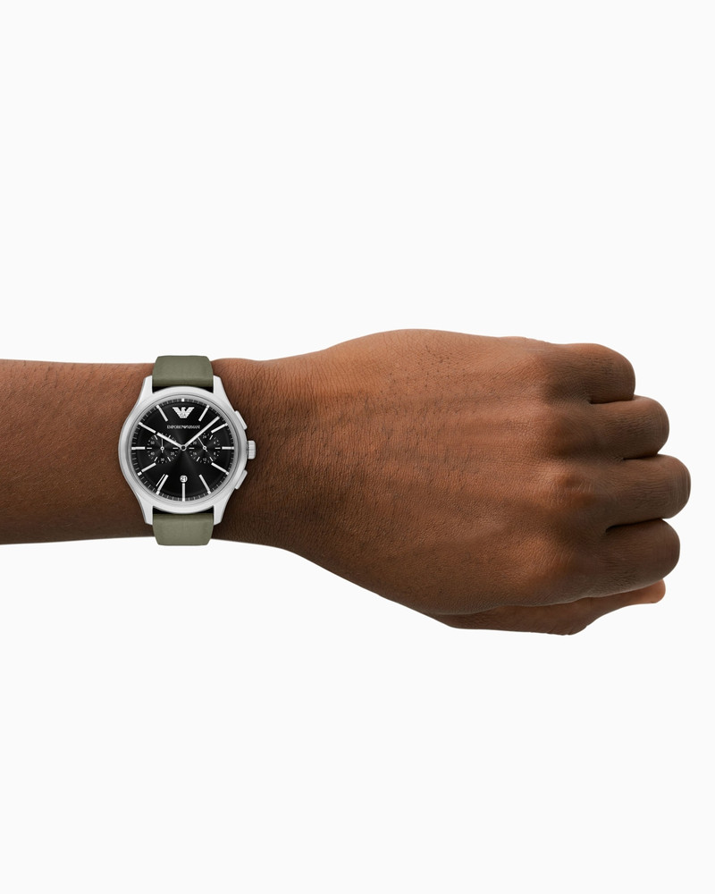 EMPORIO ARMANI CHRONOGRAPH GREEN LEATHER STRAP WATCH outlook