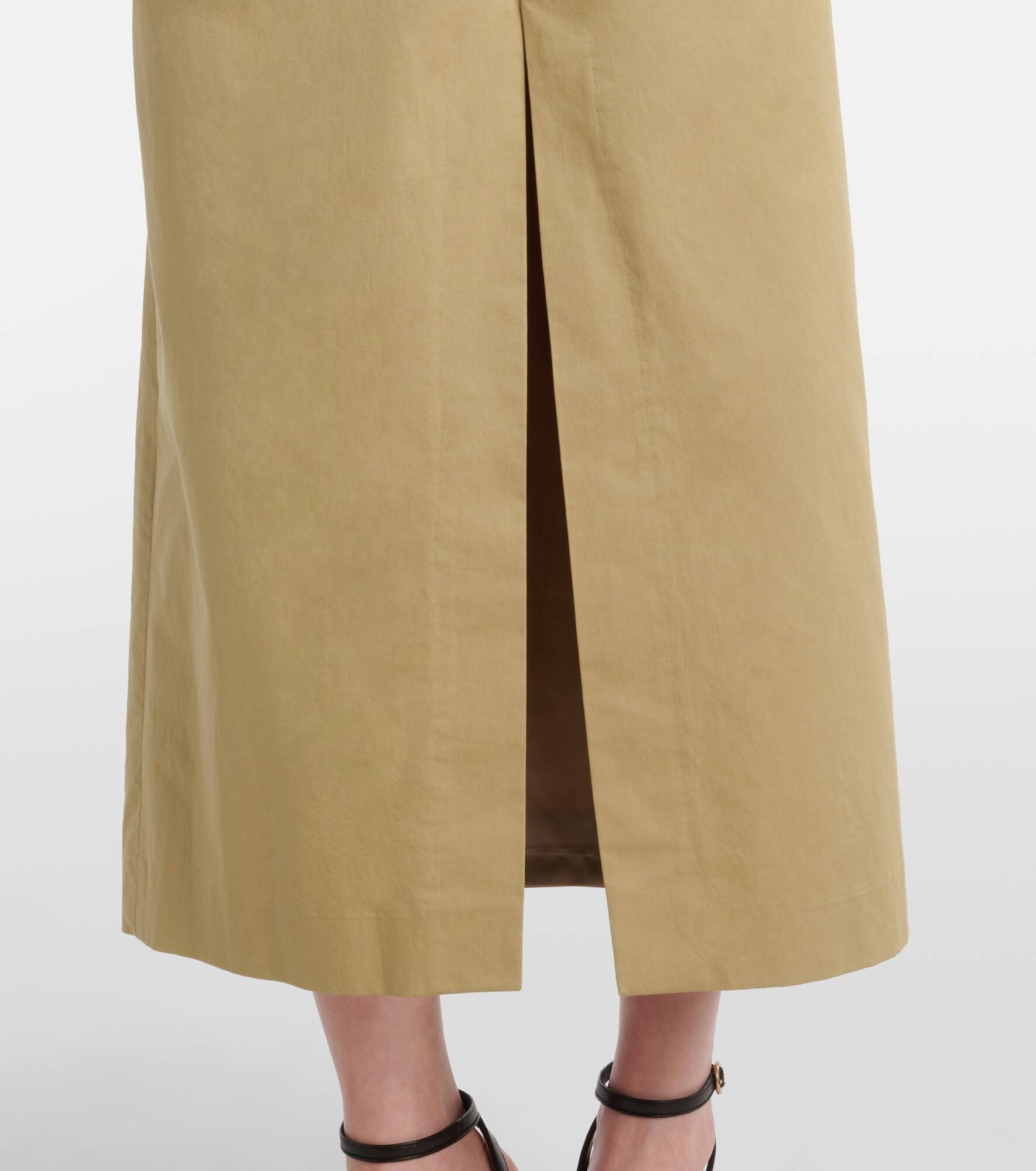 Belted pleated cotton midi skirt - 5