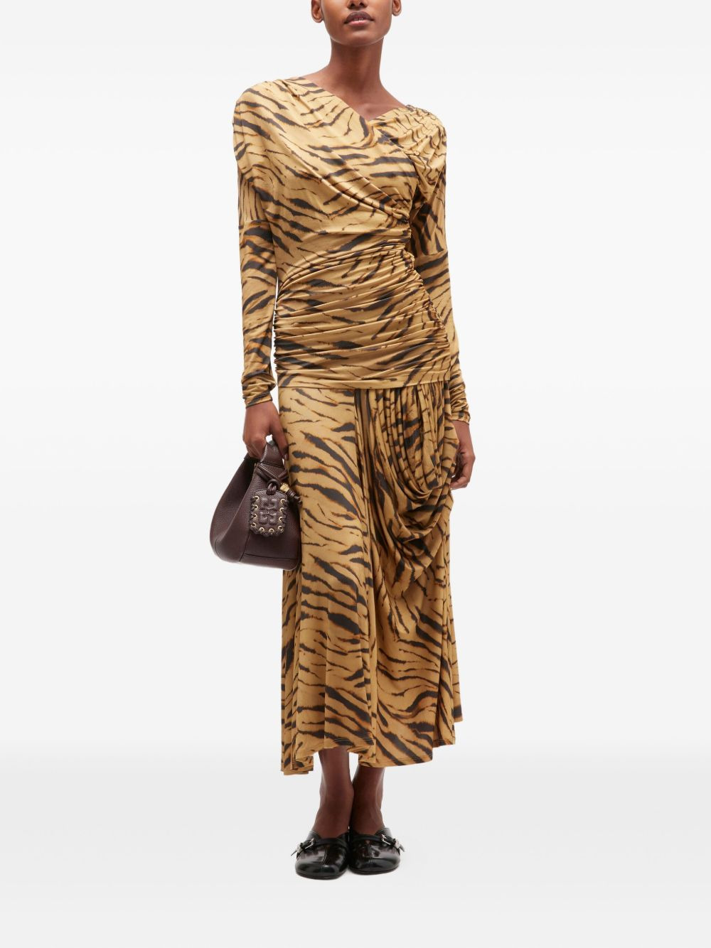 Printed Ruched Long Dress - 2
