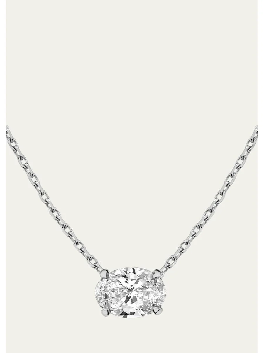 Oval-Cut Solitaire Lab Grown Diamond Necklace, 1.0tcw - 1