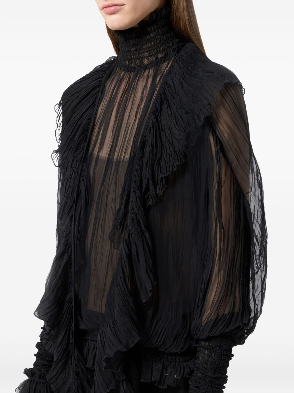 high-neck lace blouse - 5