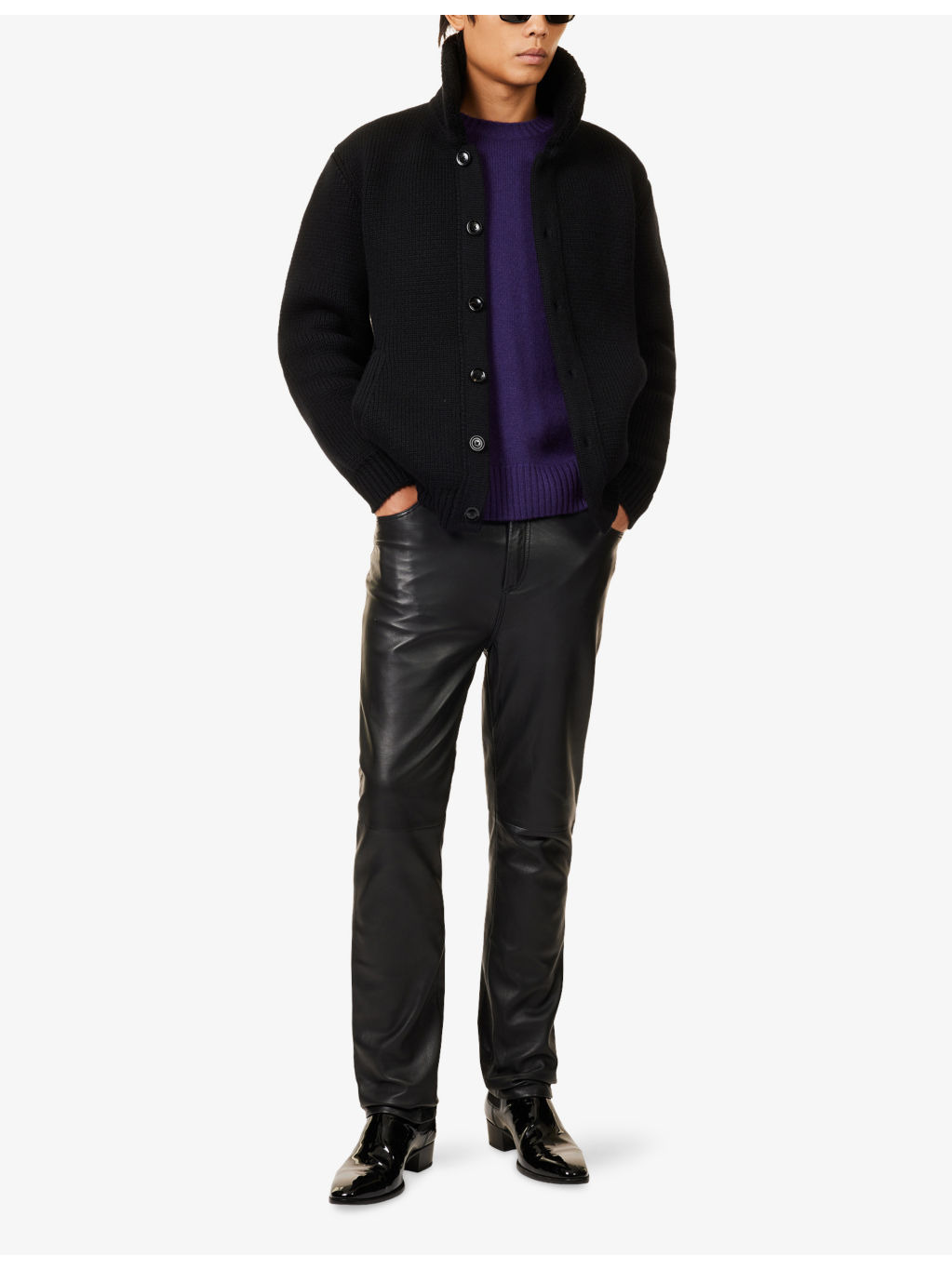 Collar Knitted Cashmere Cardigan - 2