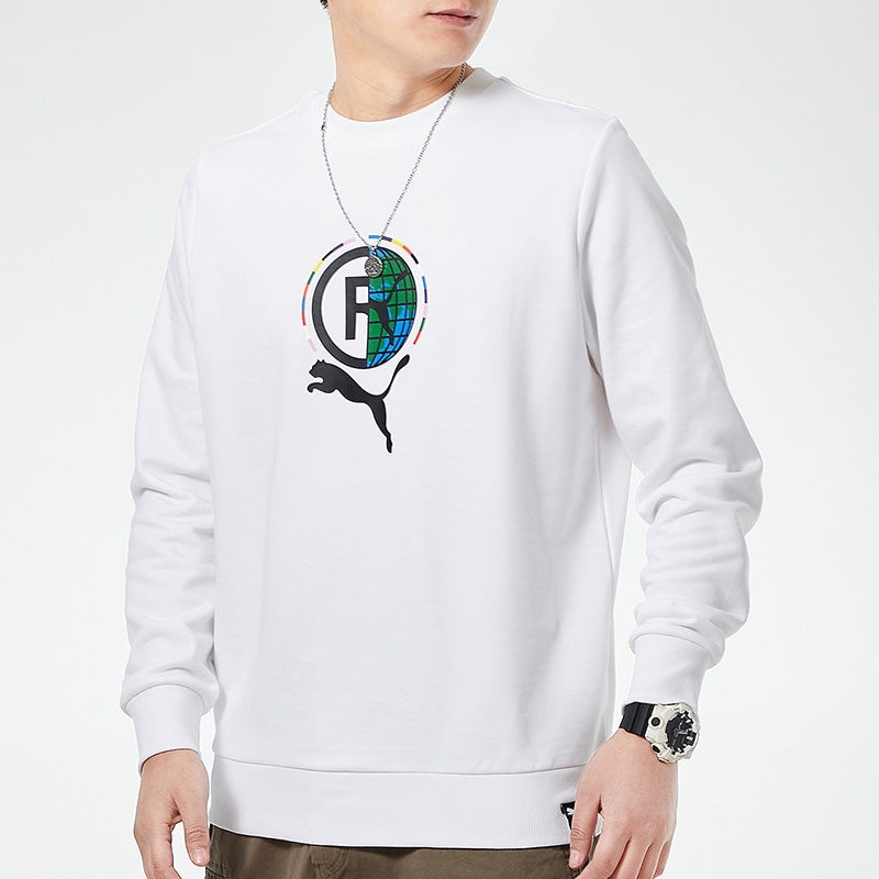 PUMA PUMA Game Graphic Crewneck Sweatshirt 'White Black Green' 531416-02 outlook