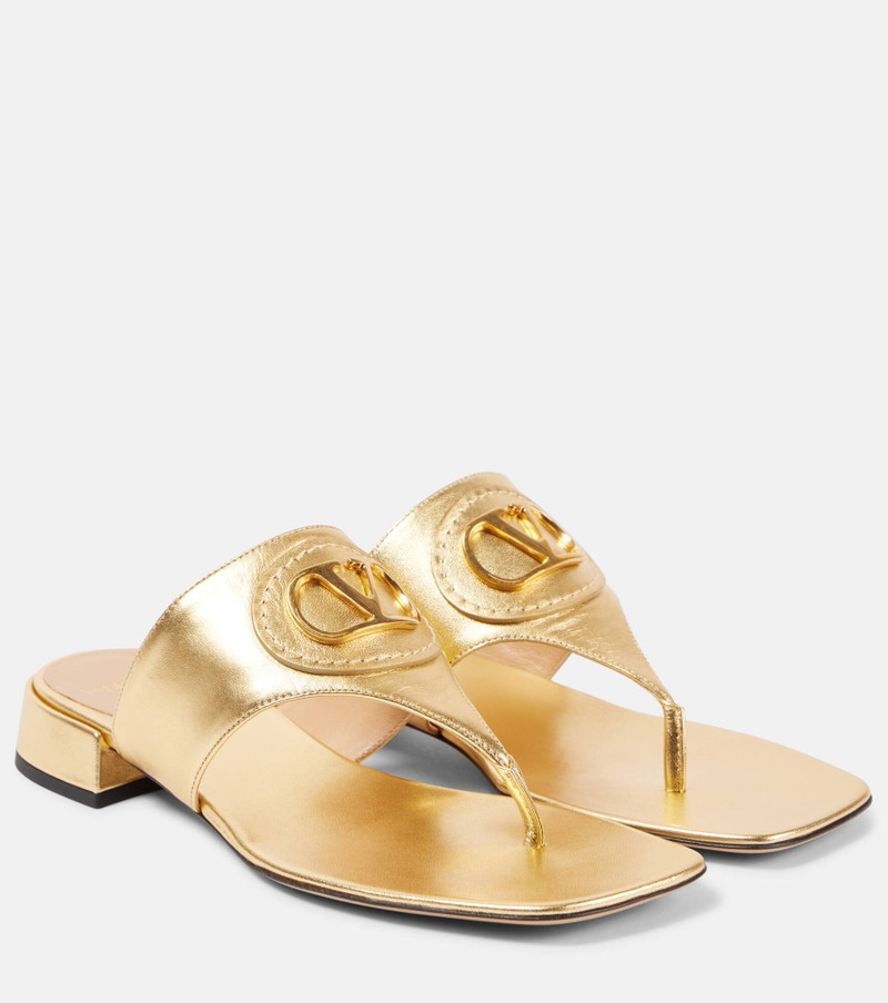 VLogo Signature metallic leather thong sandals 1