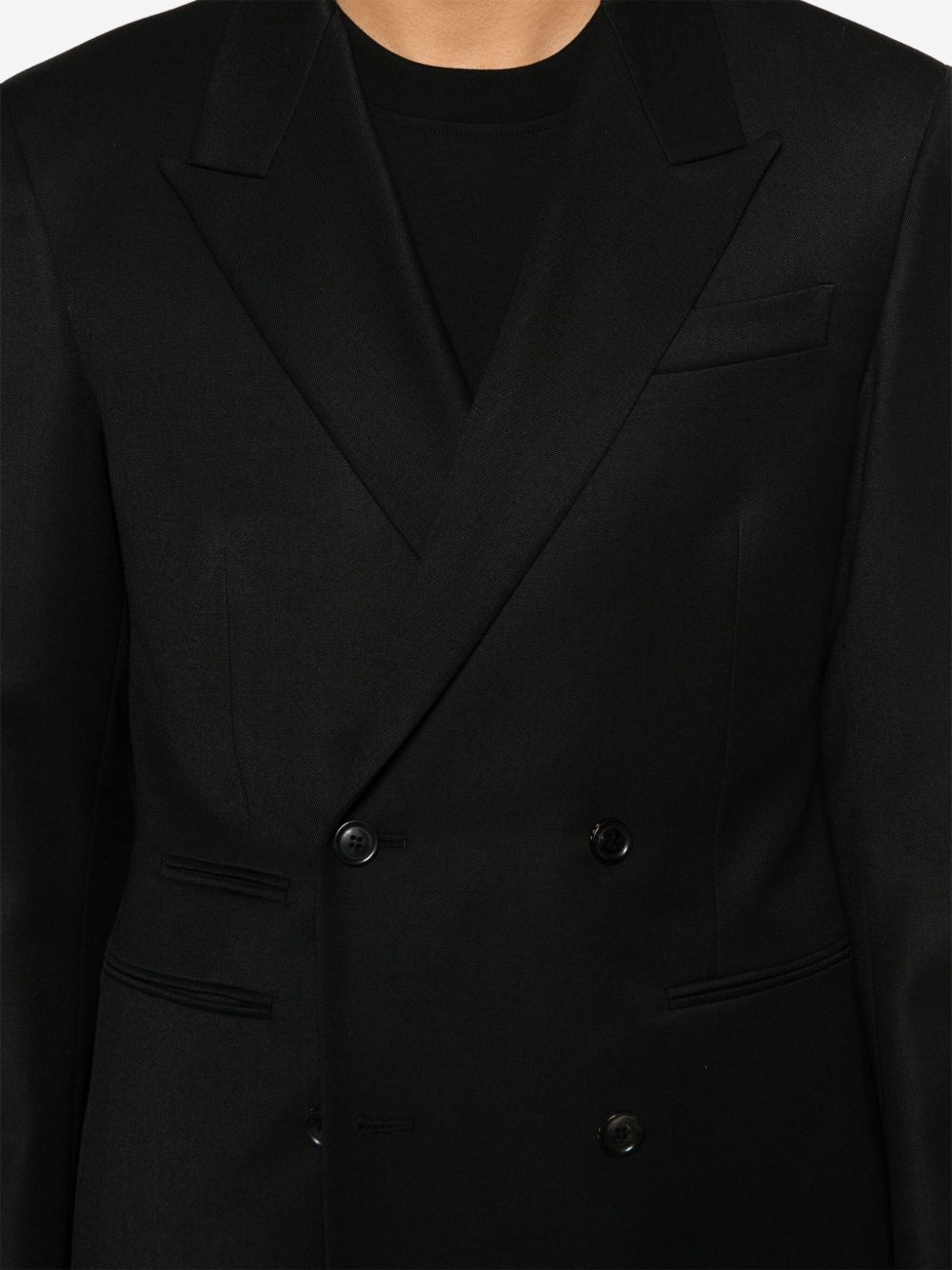 double-breasted twill blazer - 5