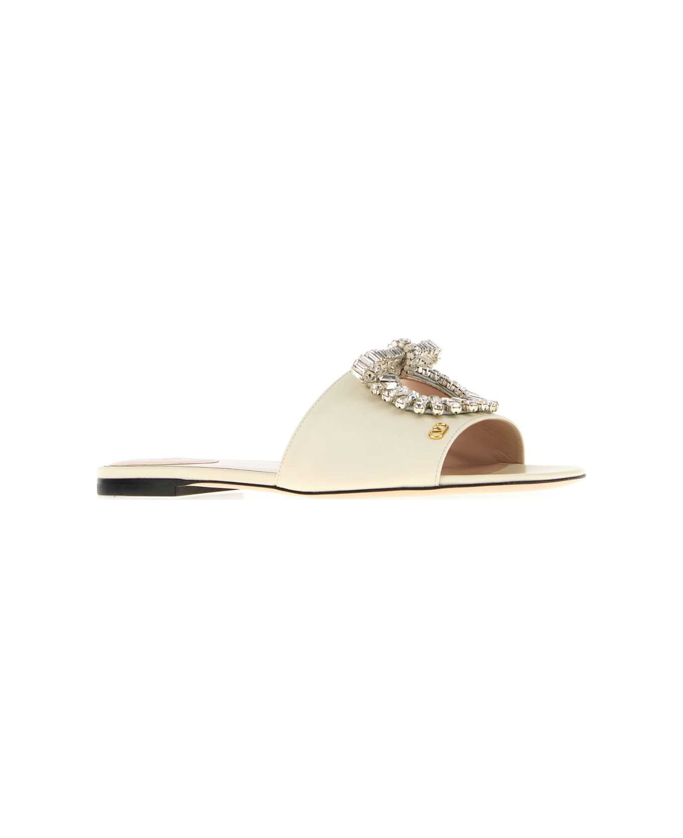 Ivory Leather Slippers - 2