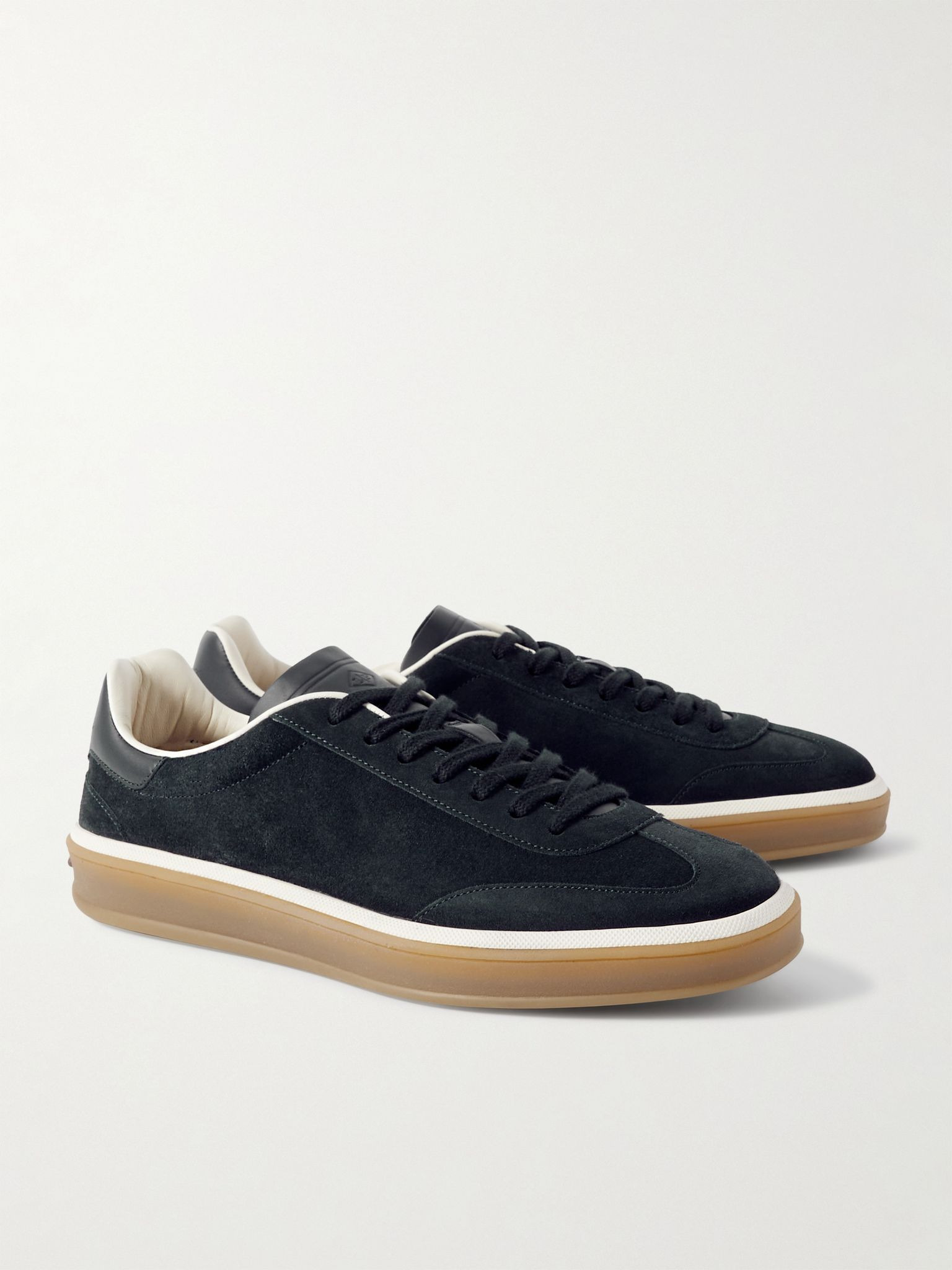 Tennis Walk Leather-Trimmed Suede Sneakers Midnight blue - 4