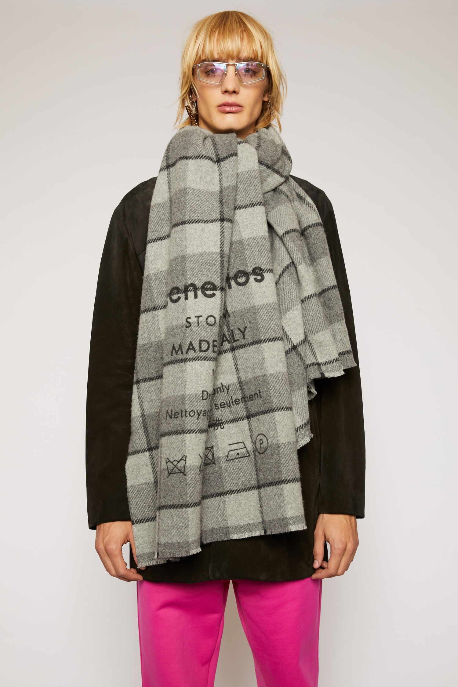 Checked logo scarf grey/black - 3