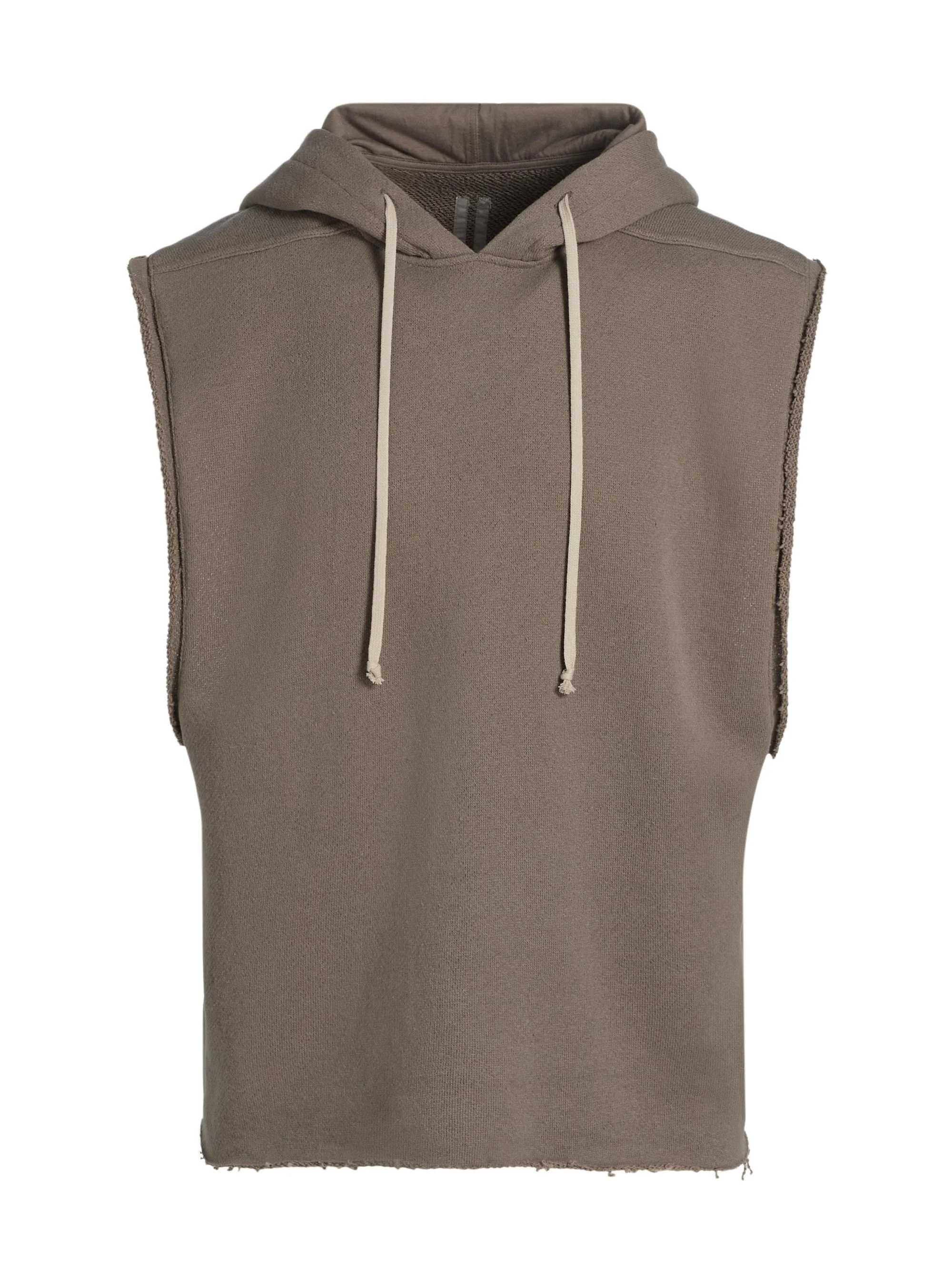 Men's Drawstring Sleeveless Cotton Hoodie - Dust - 1